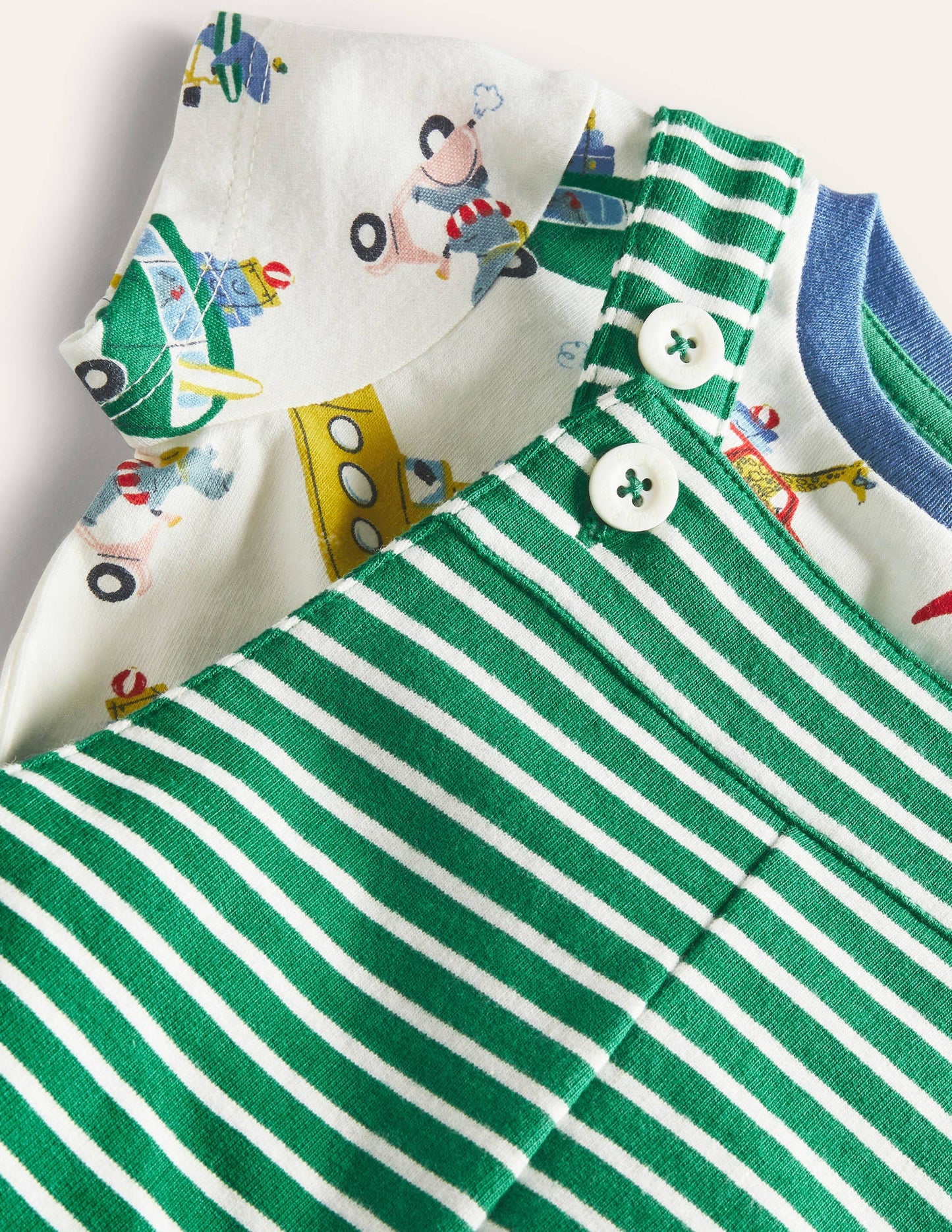 Summer Jersey Dungaree Set-Multi Animal Adventures