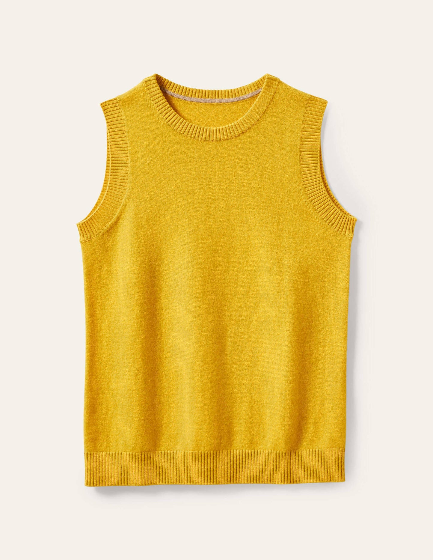Cashmere Knitted Tank Top-Citrine Yellow
