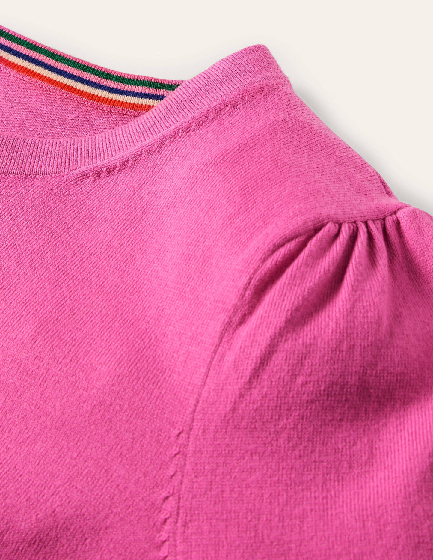 Cotton Crew Neck Cardigan-Candy Pink