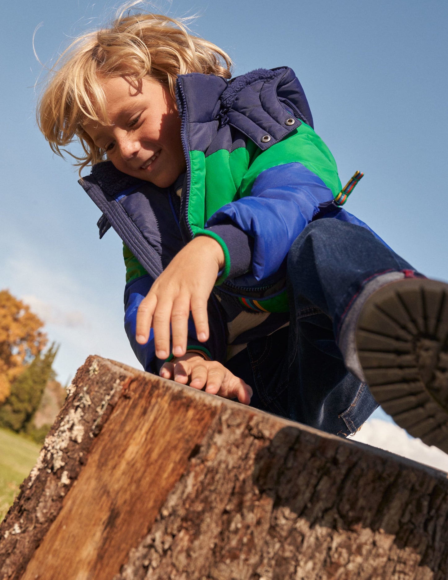 Colourblock 2-in-1 Puffer Jacket-College Navy/Green Colourblock