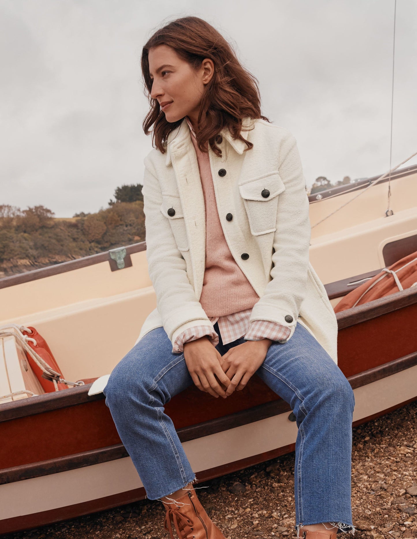 Textured Wool Shacket-Ivory