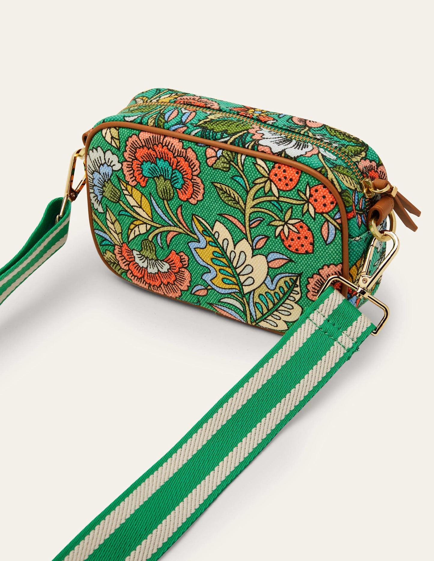 Canvas Crossbody Bag-Rich Emerald, Tropic Meadow