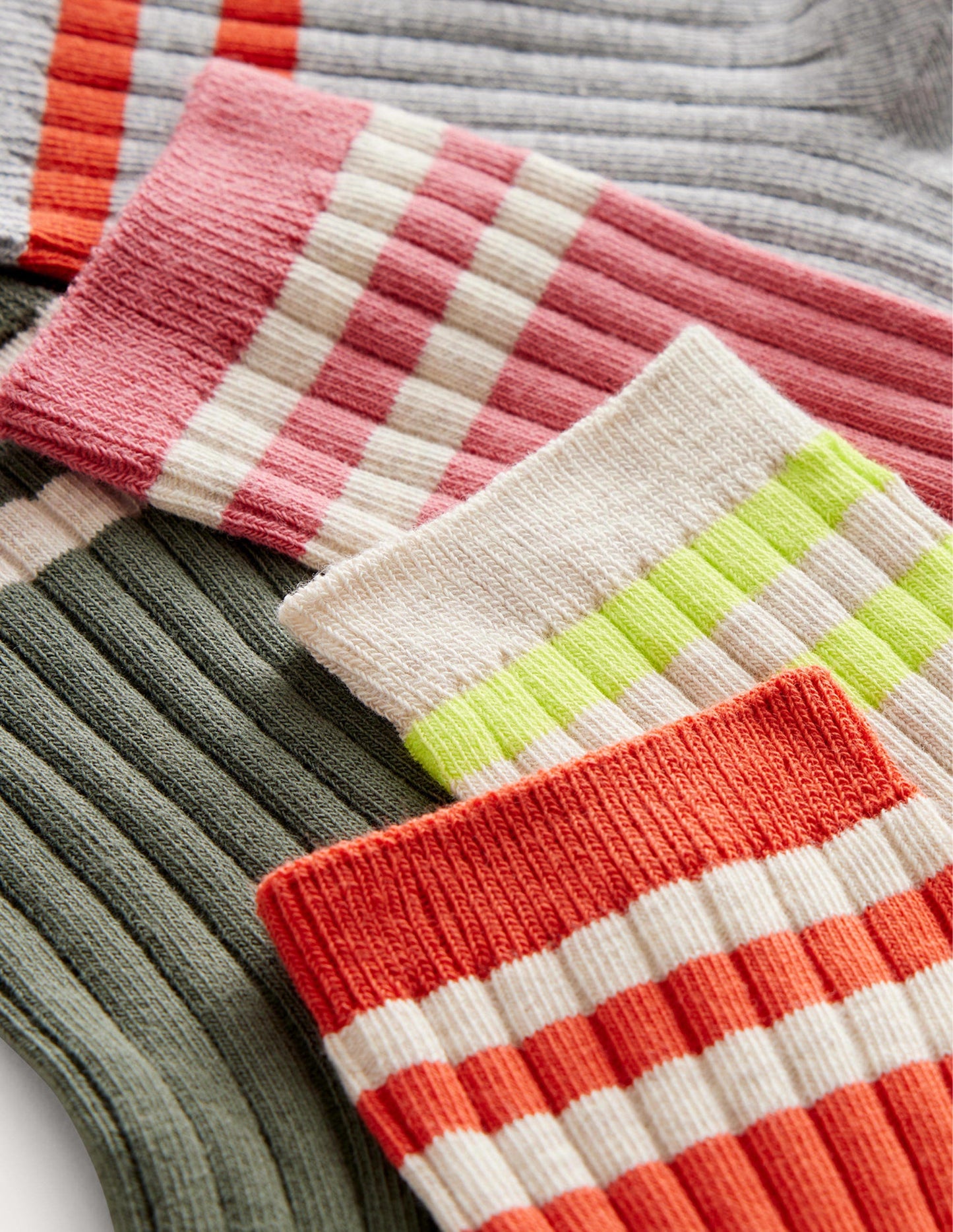 Five Pack Ribbed Ankle Socks-Multi, Pastel