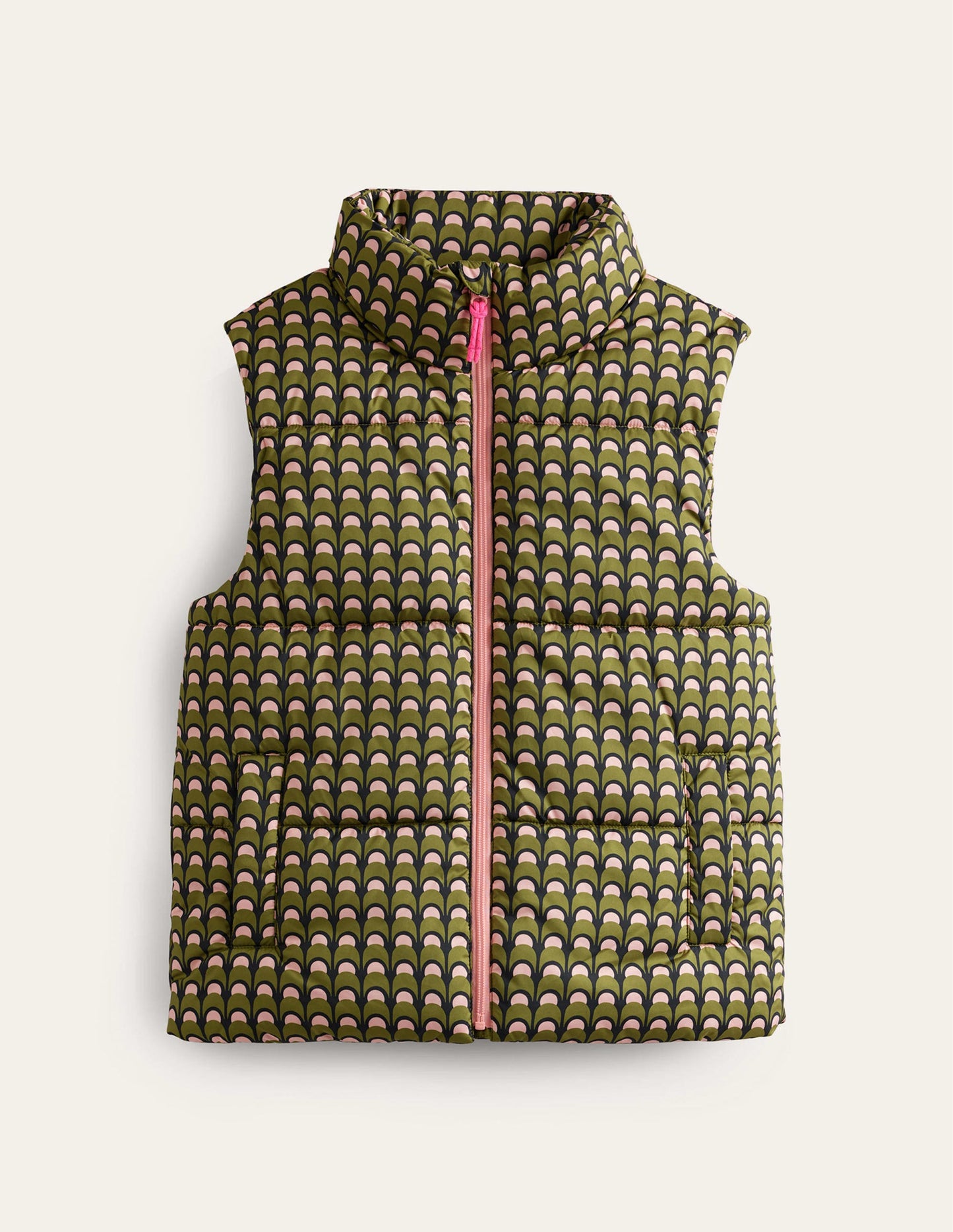 Fife Quilted Gilet-Chalky Pink, Geo Charm