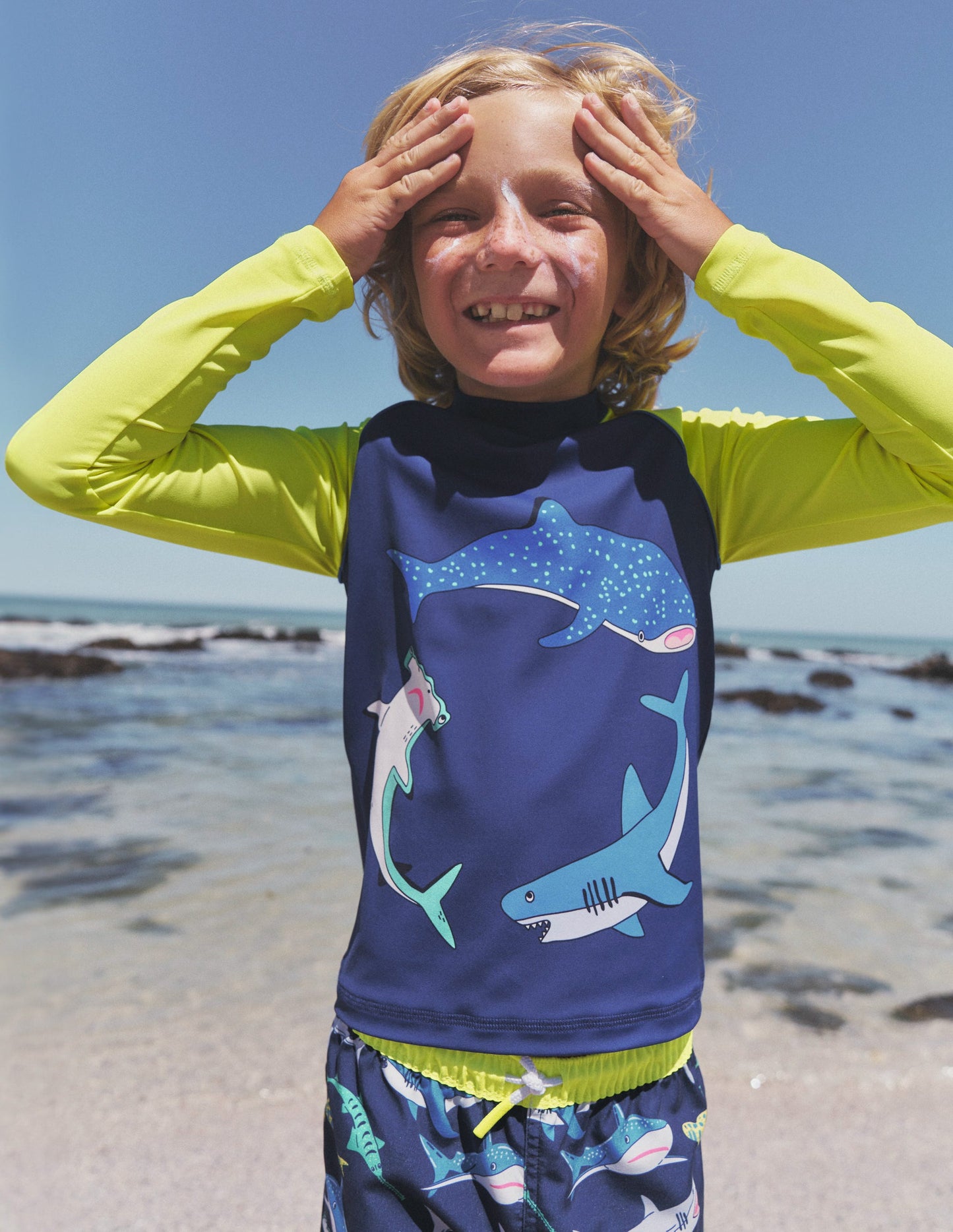 Logo Rash Vest-Sapphire Blue Sharks
