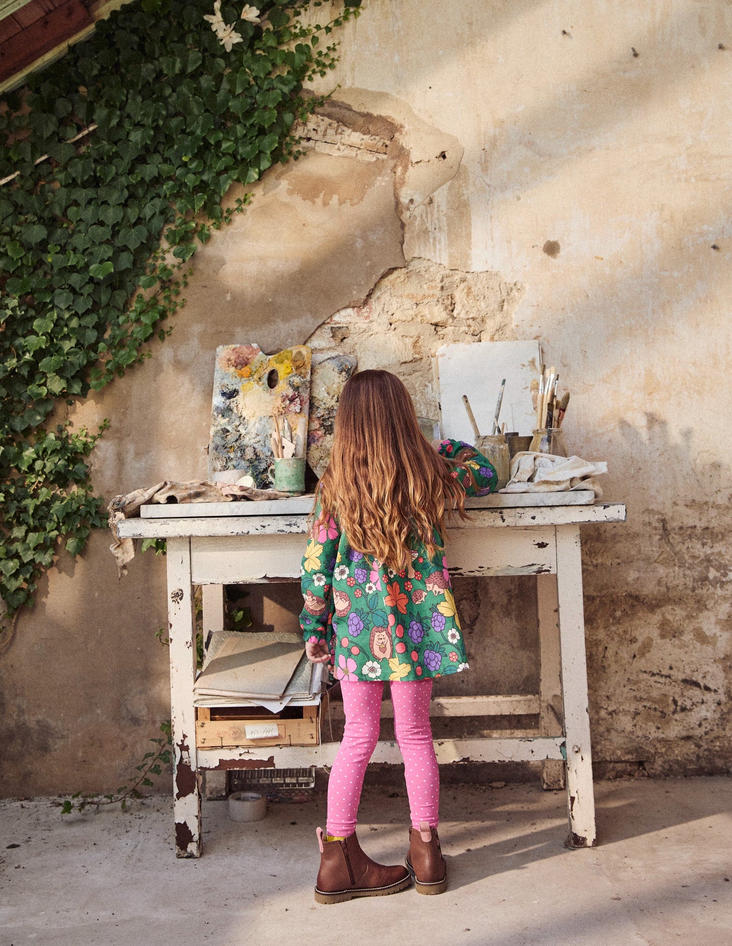 Print Tunic and Leggings Set-Rich Emerald Hedgehogs