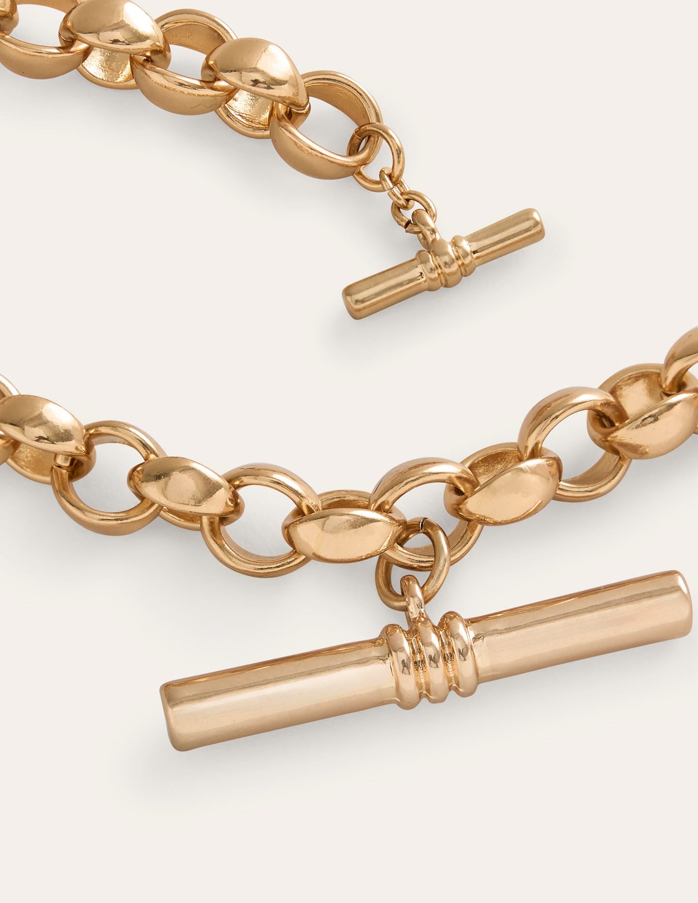 Chunky T-bar Chain Necklace-Gold Colour