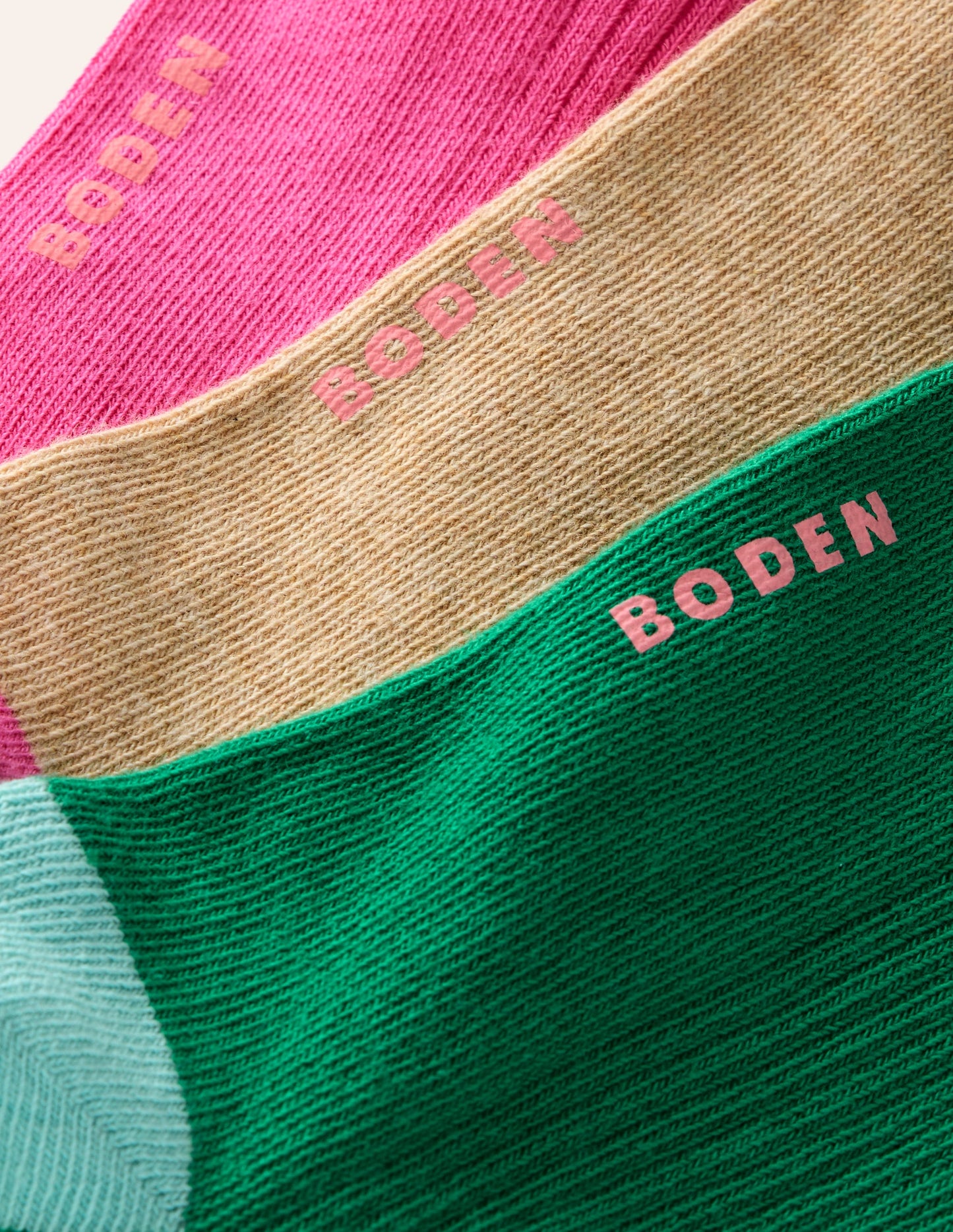 3 Pack Ribbed Ankle Socks-Colour Block