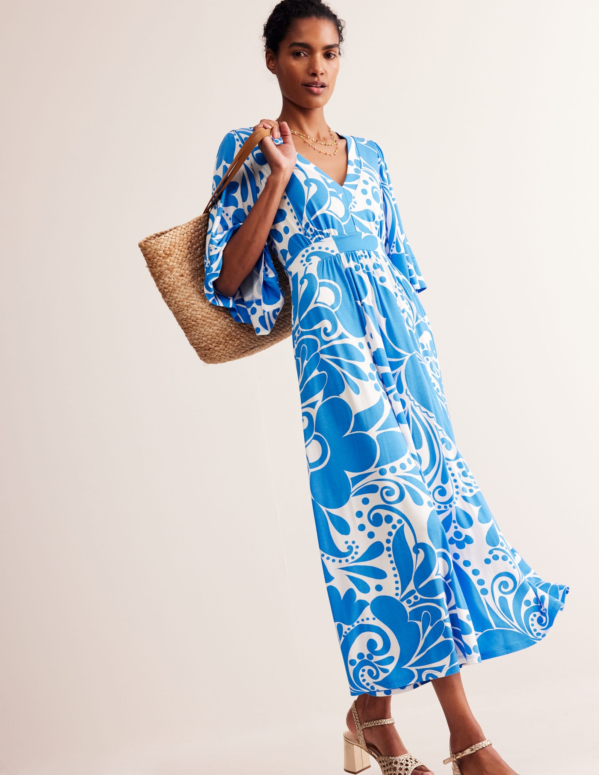 Maya Kimono Jersey Maxi Dress-Indigo Bunting, Ripple Swirl | Boden AU Maya Kimono Jersey Maxi Dress-Indigo Bunting, Ripple Swirl | Boden AU