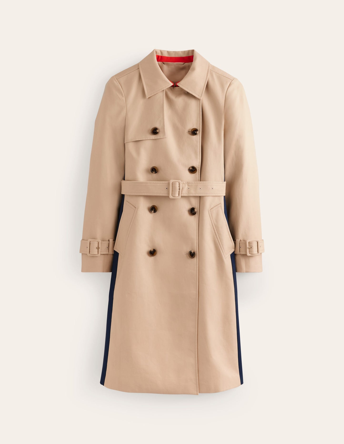 Colour Block Trench Coat-Neutral with Stripe