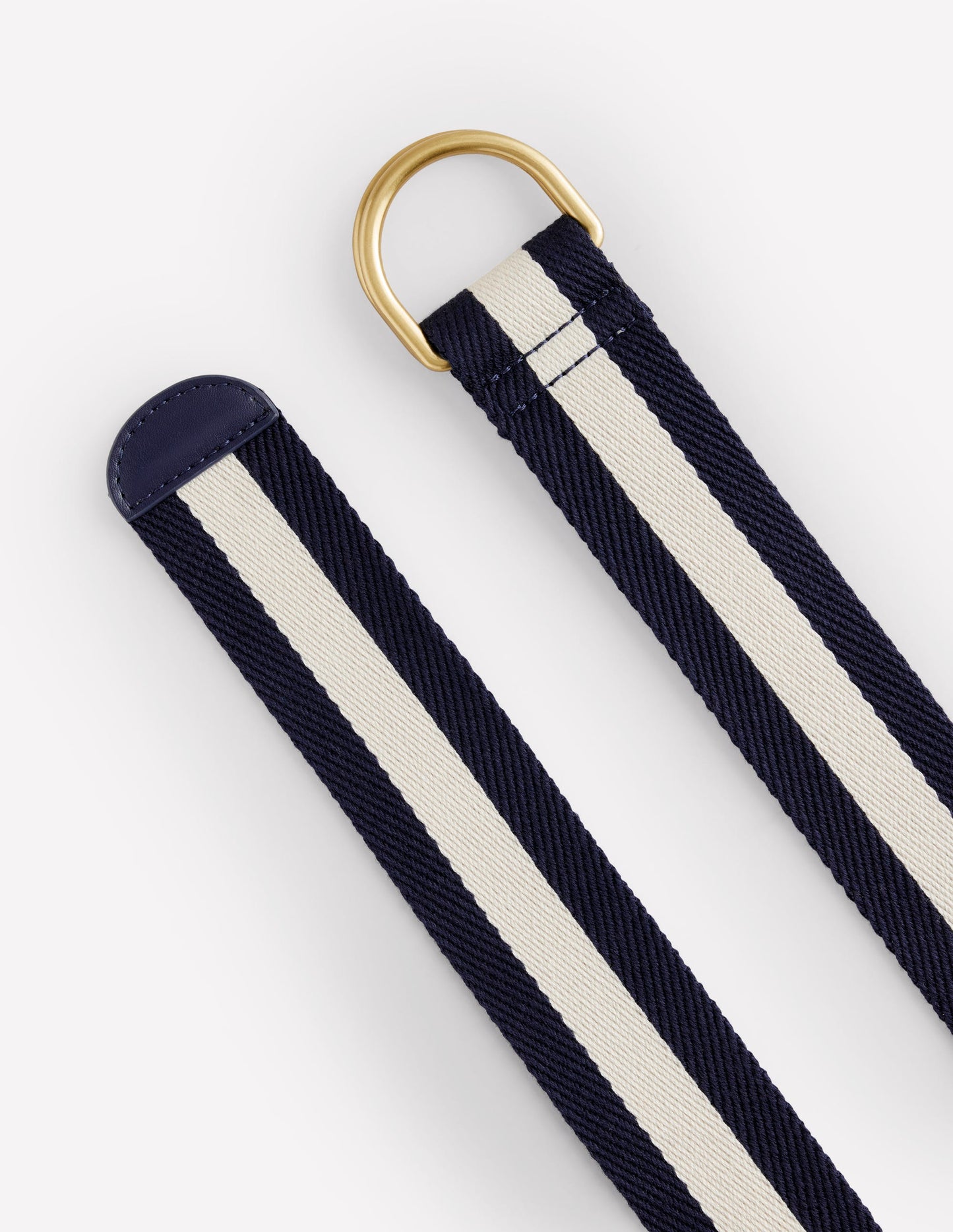 Webbing D-Ring Belt-Navy and Ivory