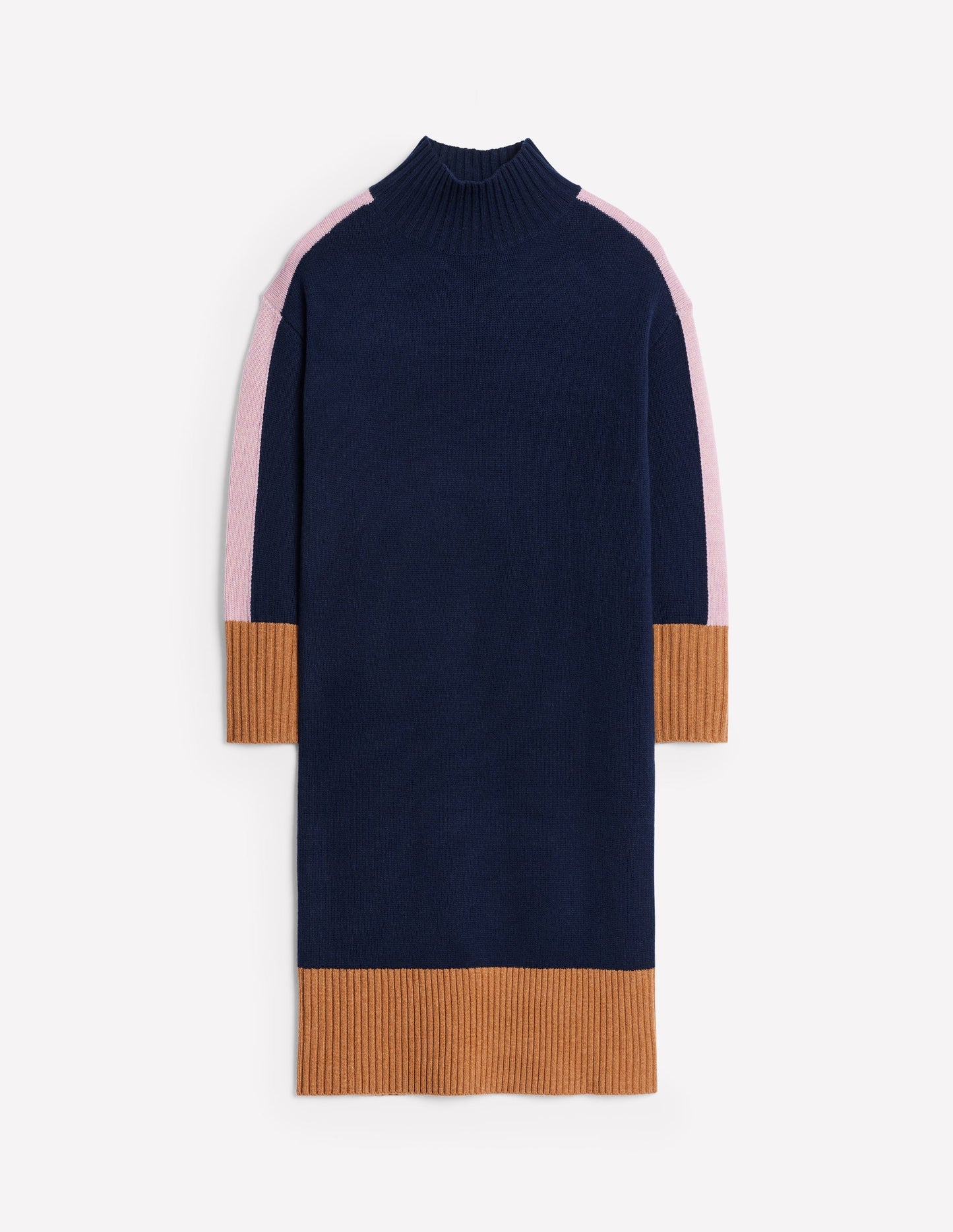 Merino Knitted Dress-Navy Colourblock