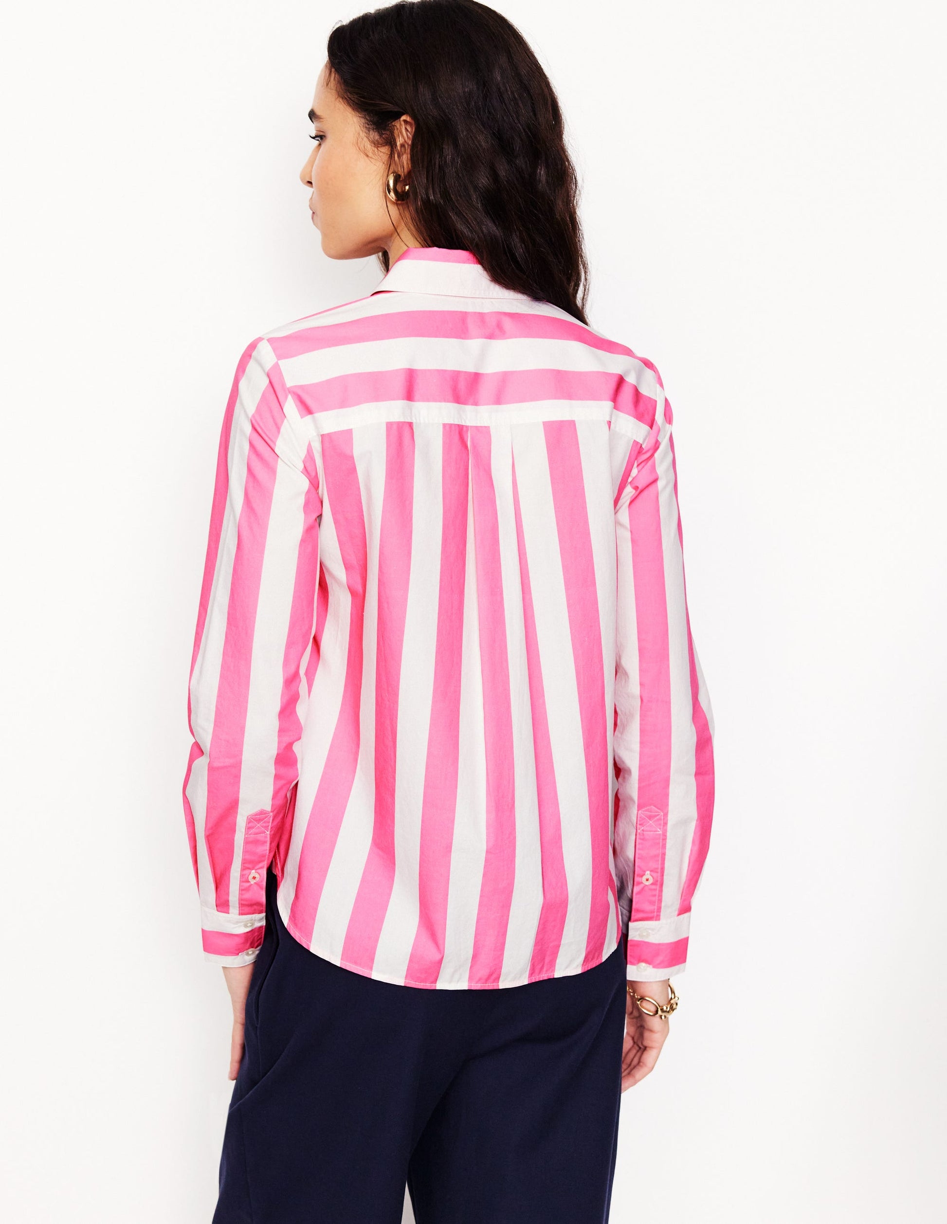 Sienna Cotton Shirt-Pink Rose Wide Stripe-4