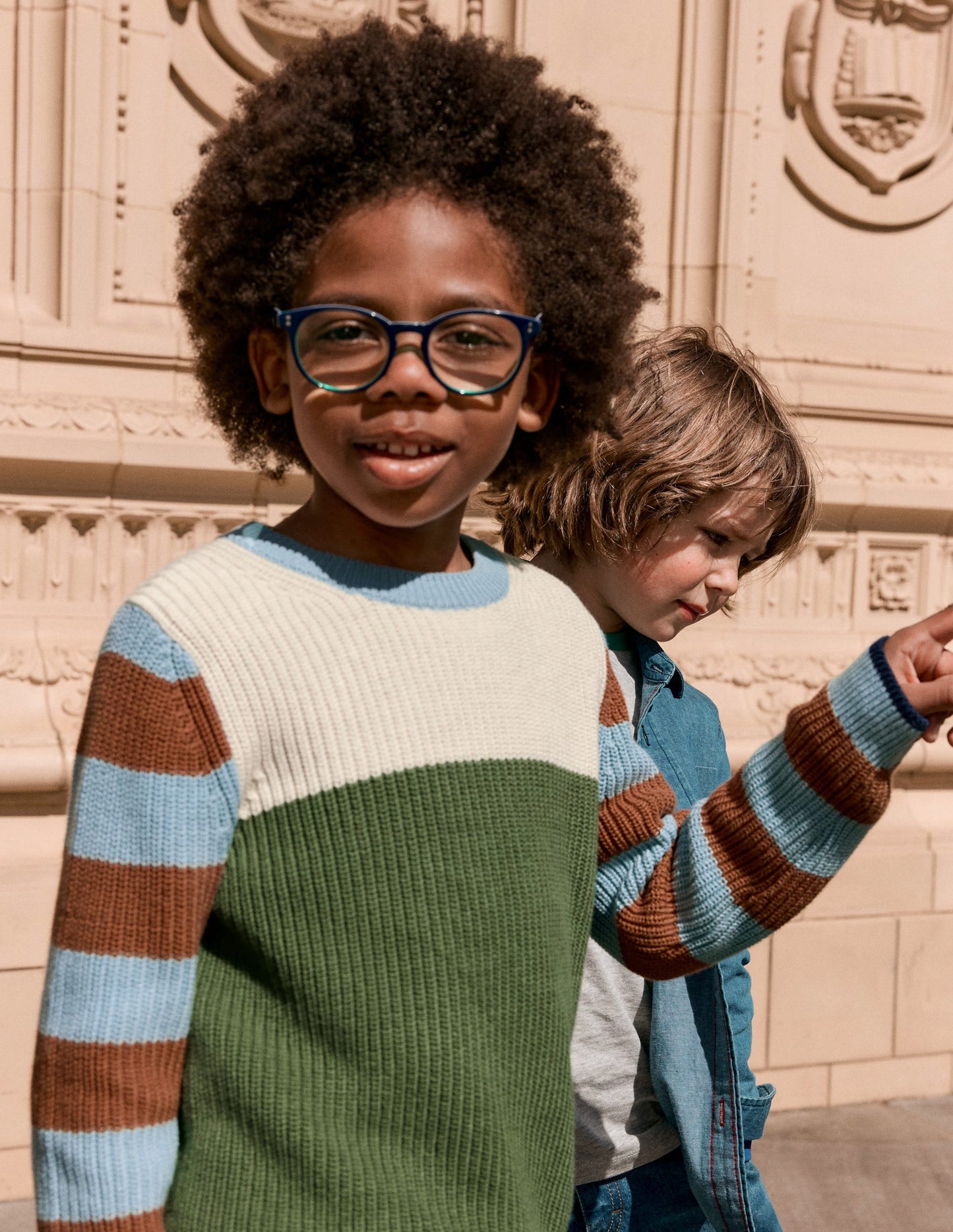 Everyday Cotton Jumper-Ecru Marl/Safari Green