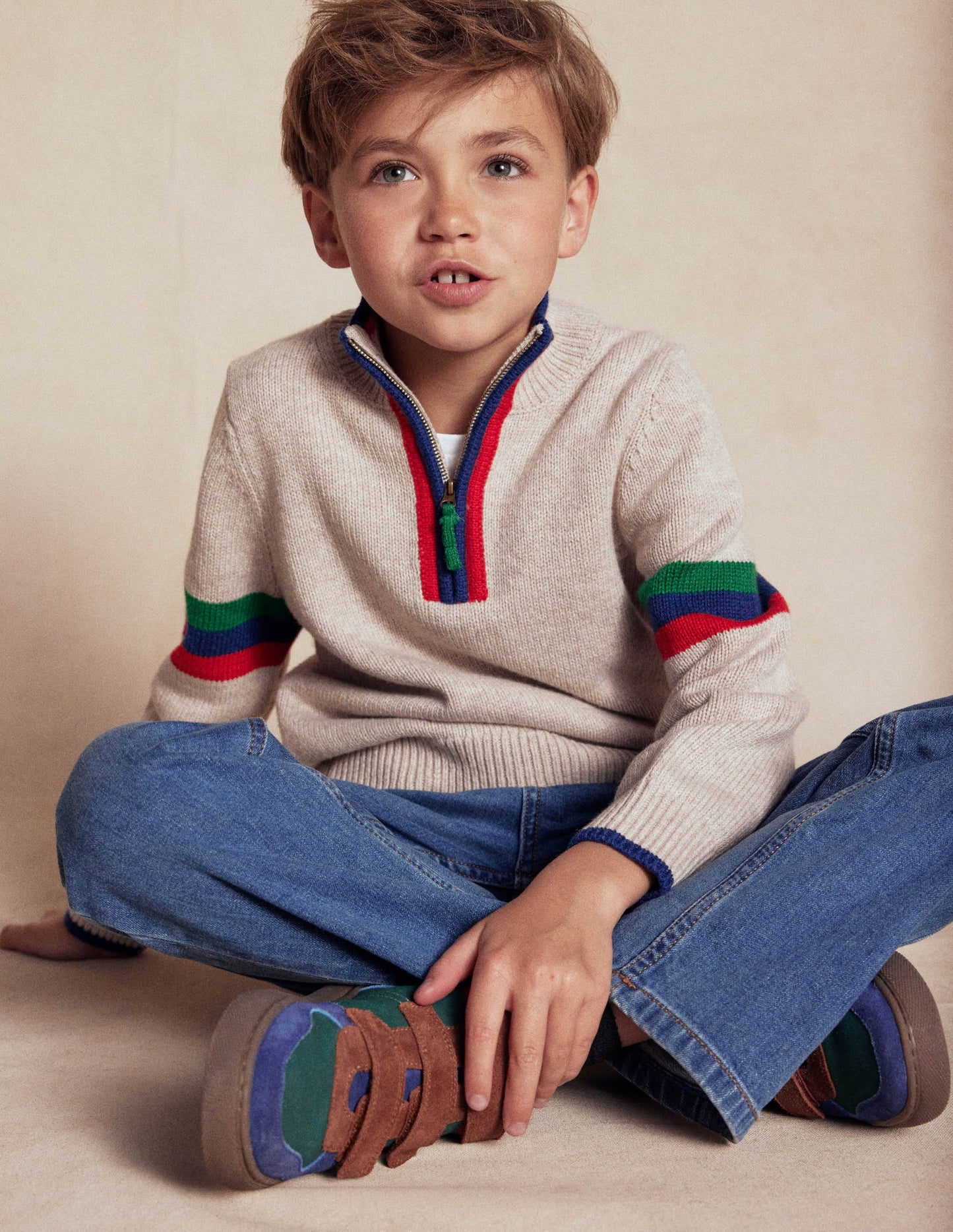 Heritage Half-Zip Jumper-Oatmeal Marl