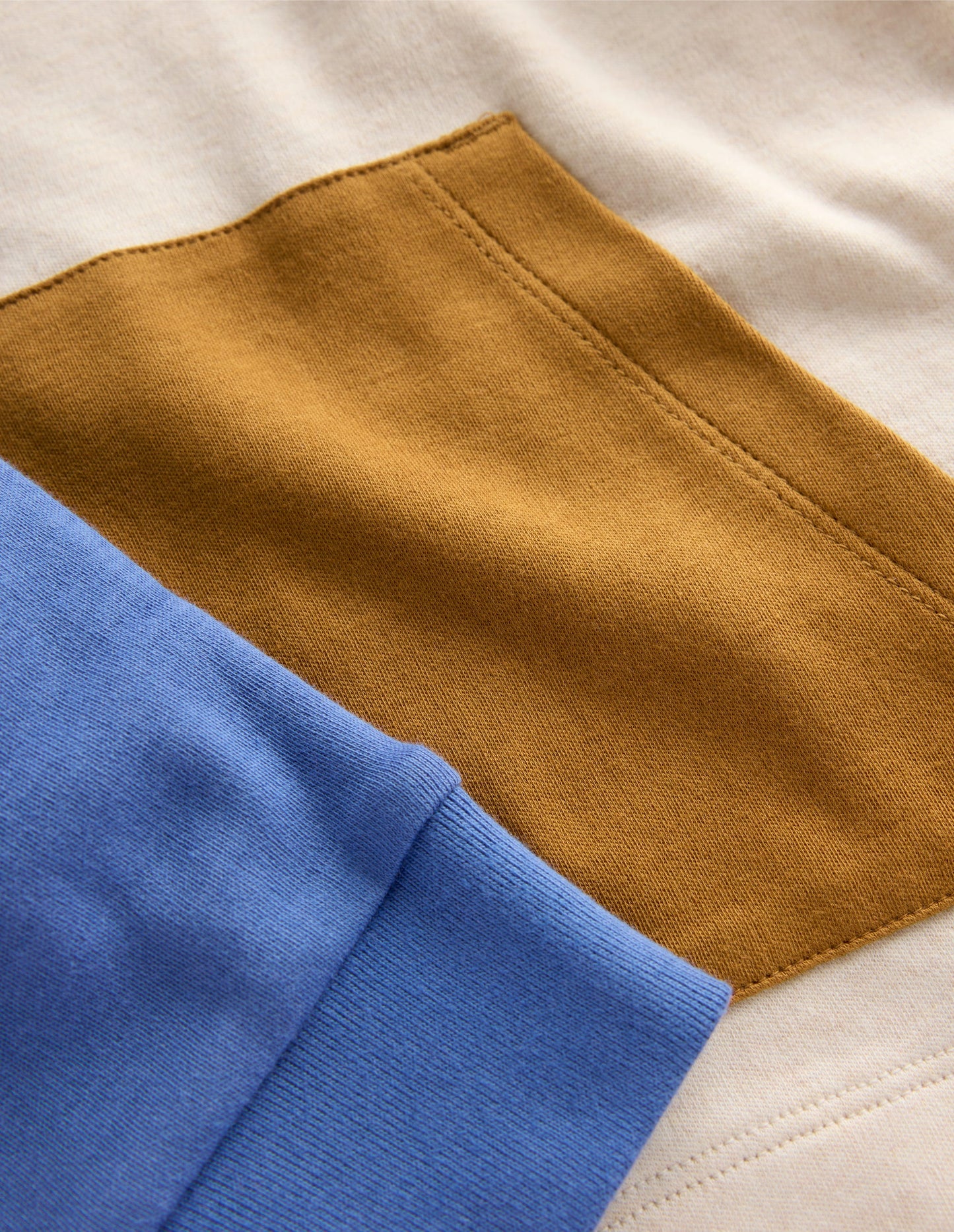 Hooded Mid-weight T-shirt-Oatmeal Marl/ Blue River