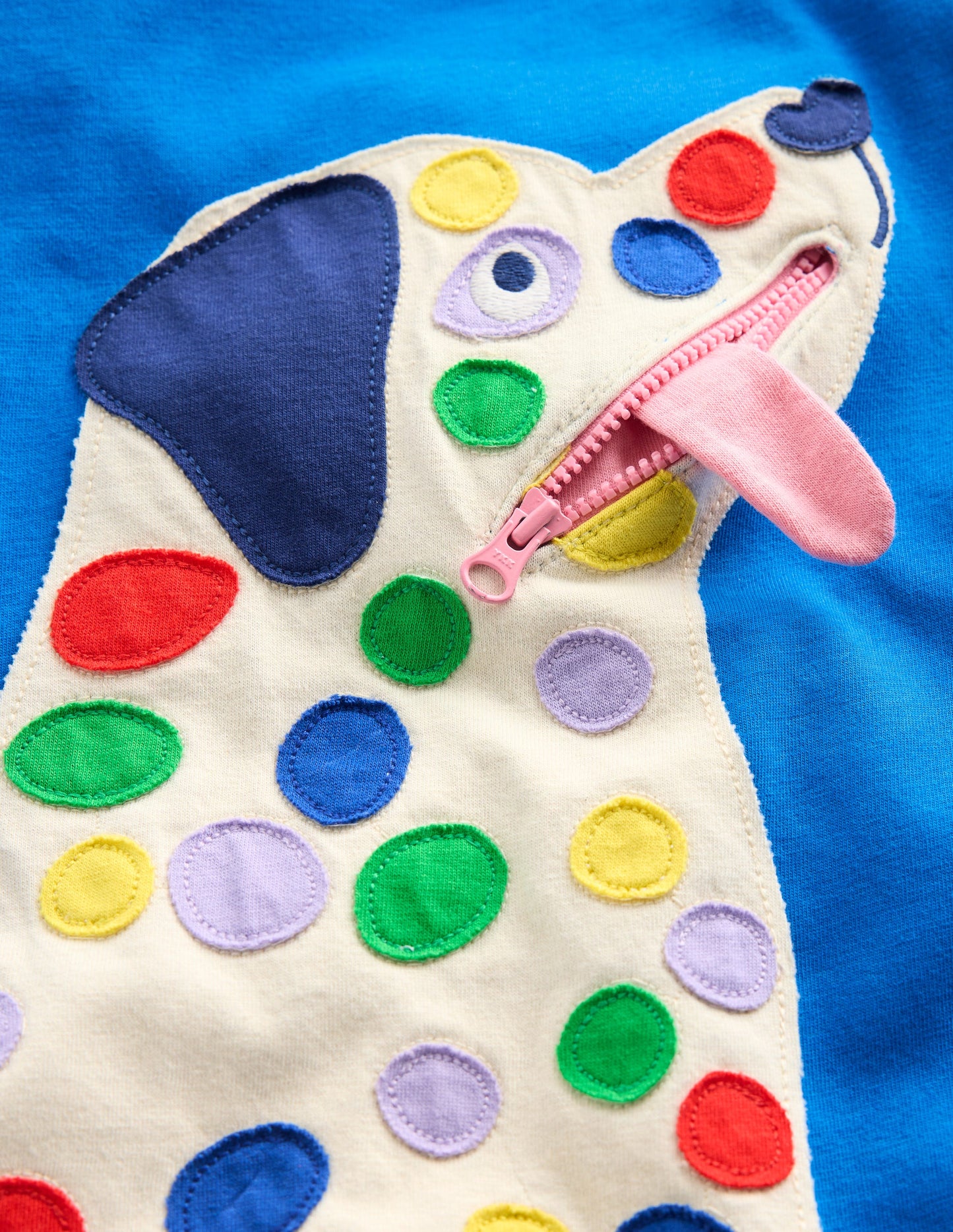 Zip Applique T-shirt-Kingfisher Blue Dog