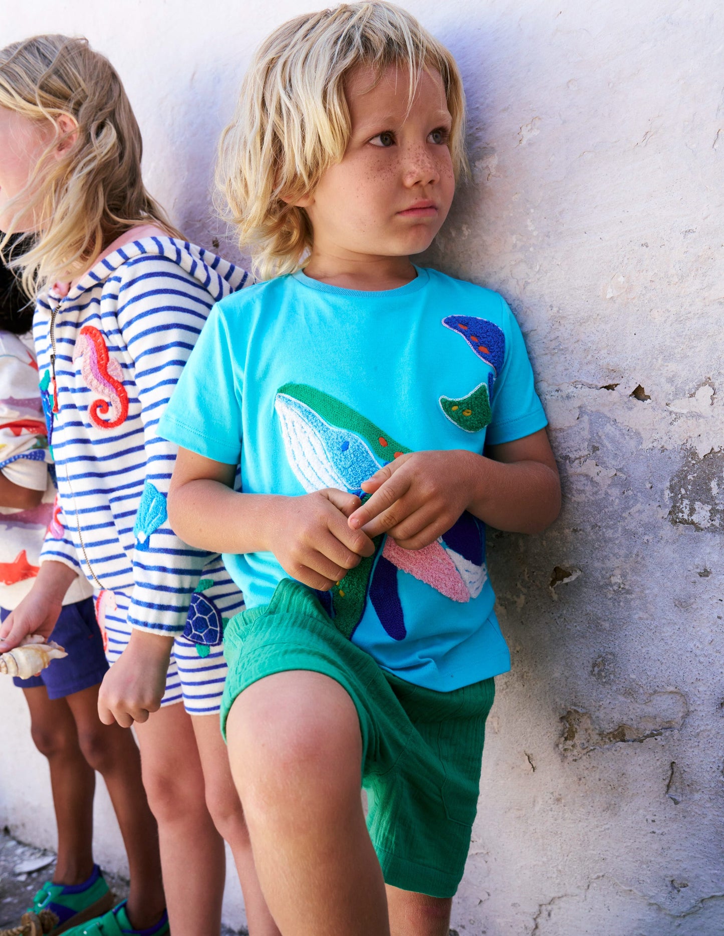 Chain Stitch T-Shirt-Caribbean Blue Whale