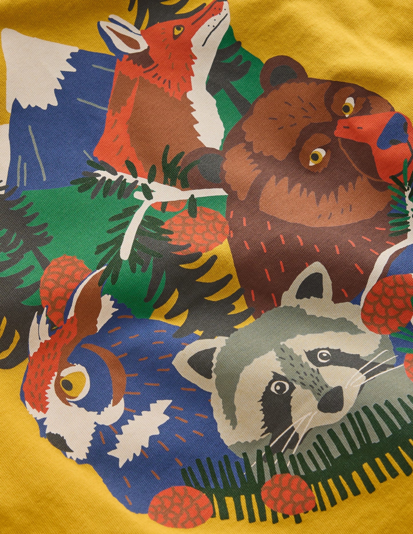 Front & Back Printed T-shirt-Oil Yellow Mountain Animals