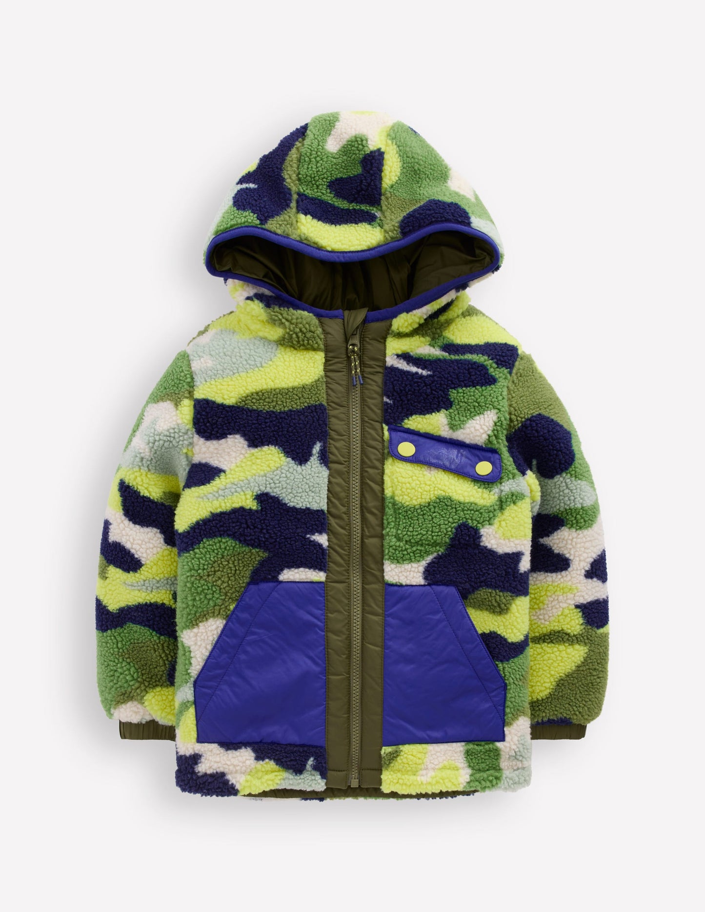 Reversible Cosy Borg Jacket-Green Camo