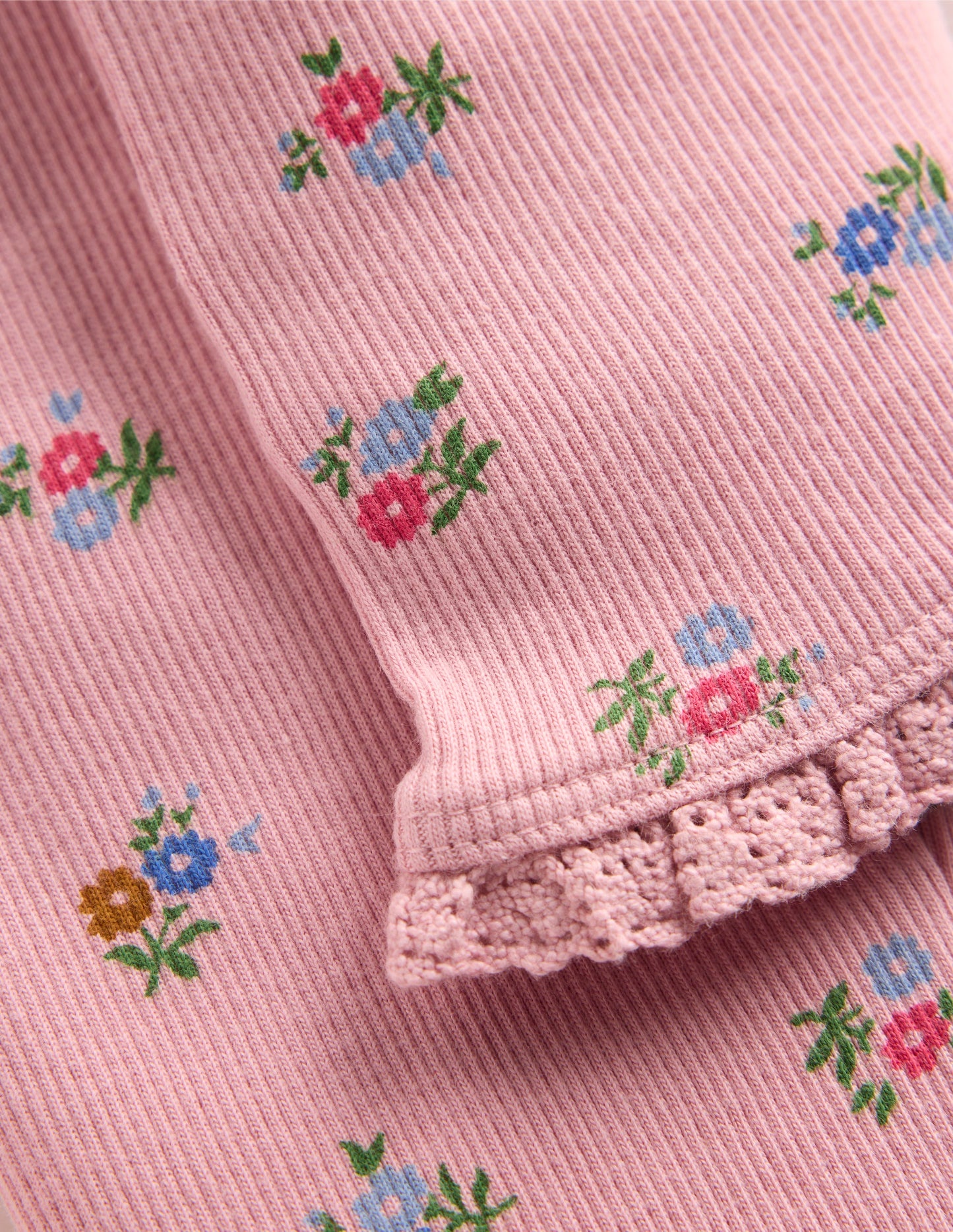 Ribbed Leggings-Chalk Pink Daisy