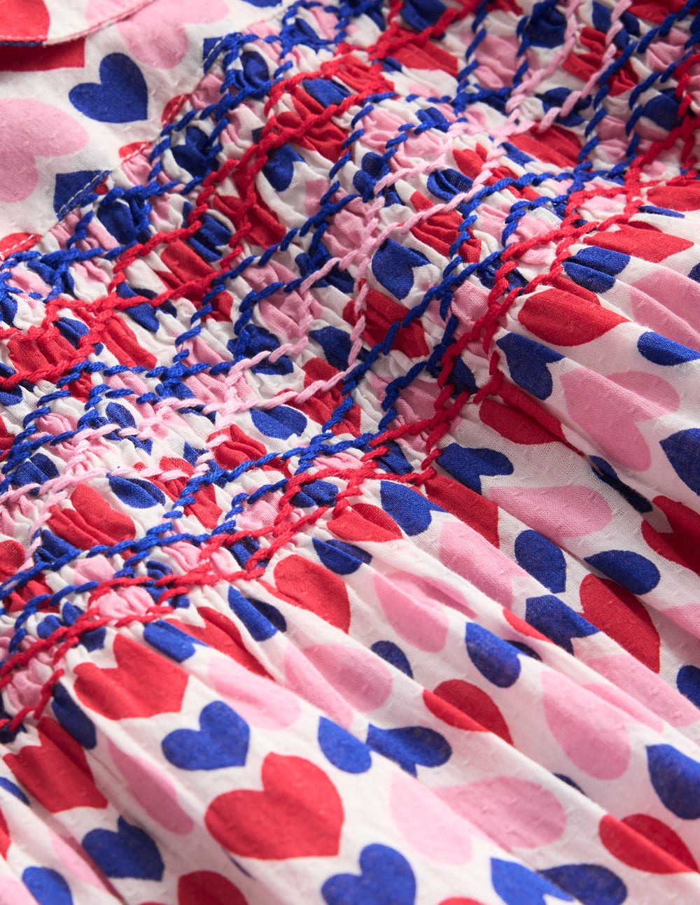 Adeline Smocked Dress-Poppy Red Geo Heart