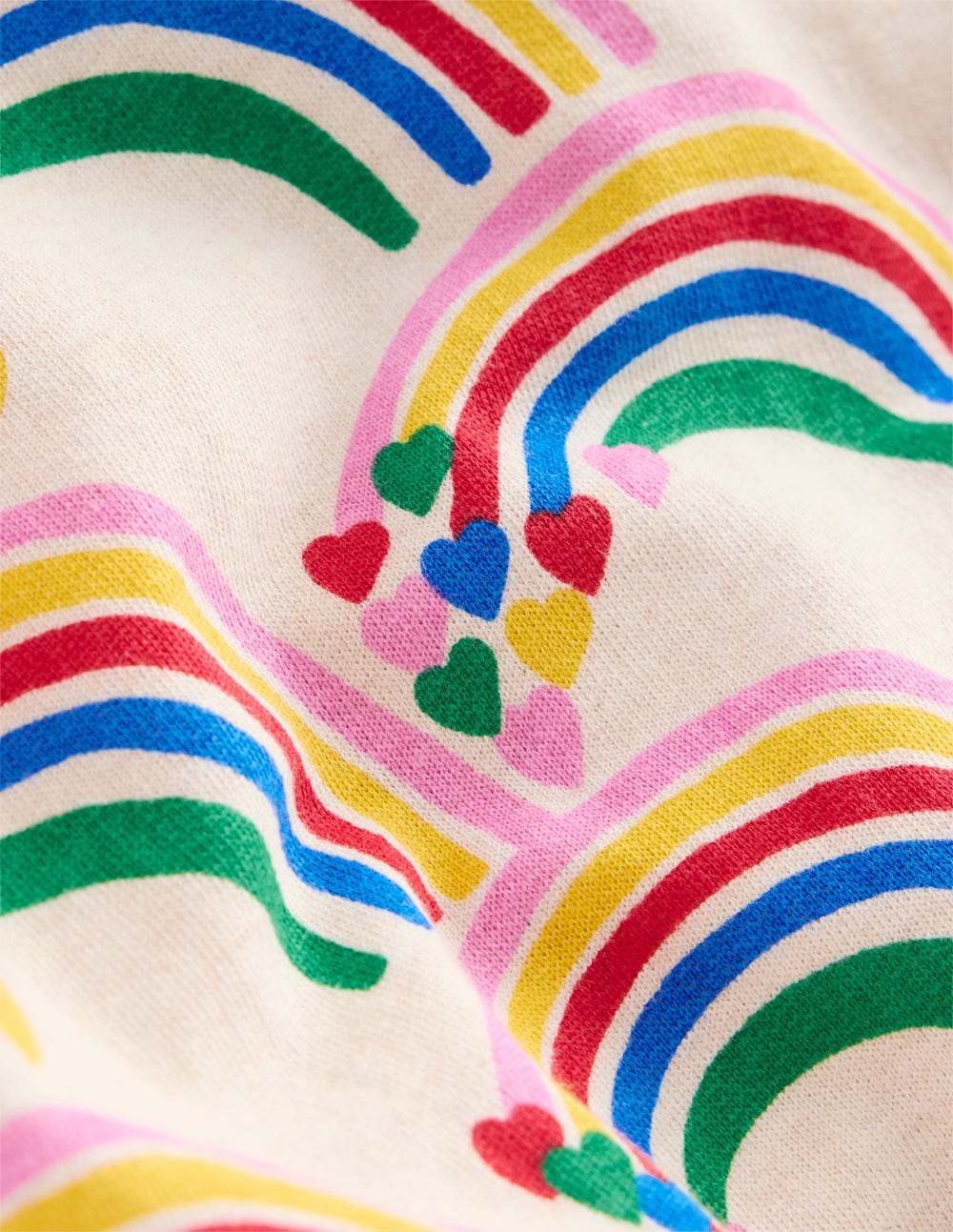 Printed Sweatshirt-Oatmeal Marl Rainbow Hearts