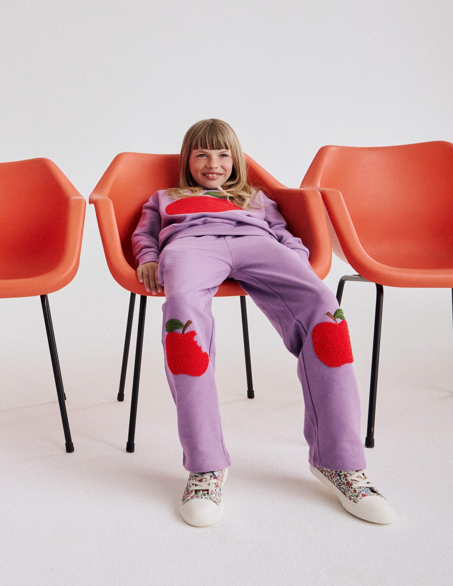 Bobbie Appliqué Joggers-Aster Purple Apples