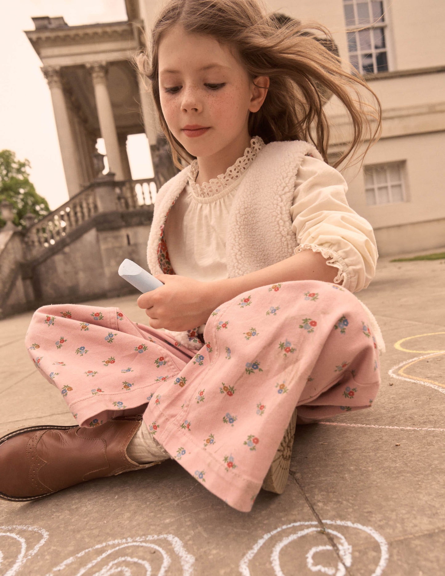 Relaxed Borg Gilet-Ecru