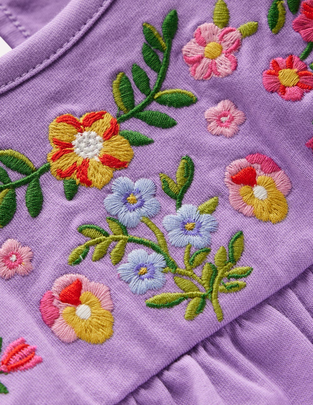 Embroidered Jersey Yoke Top-Aster Purple Embroidery