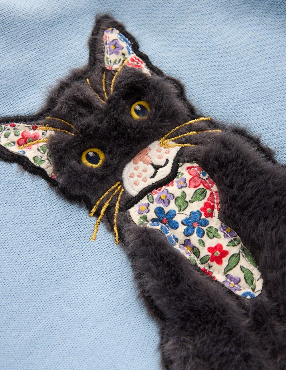 Applique Sweatshirt-Glacier Blue Cat