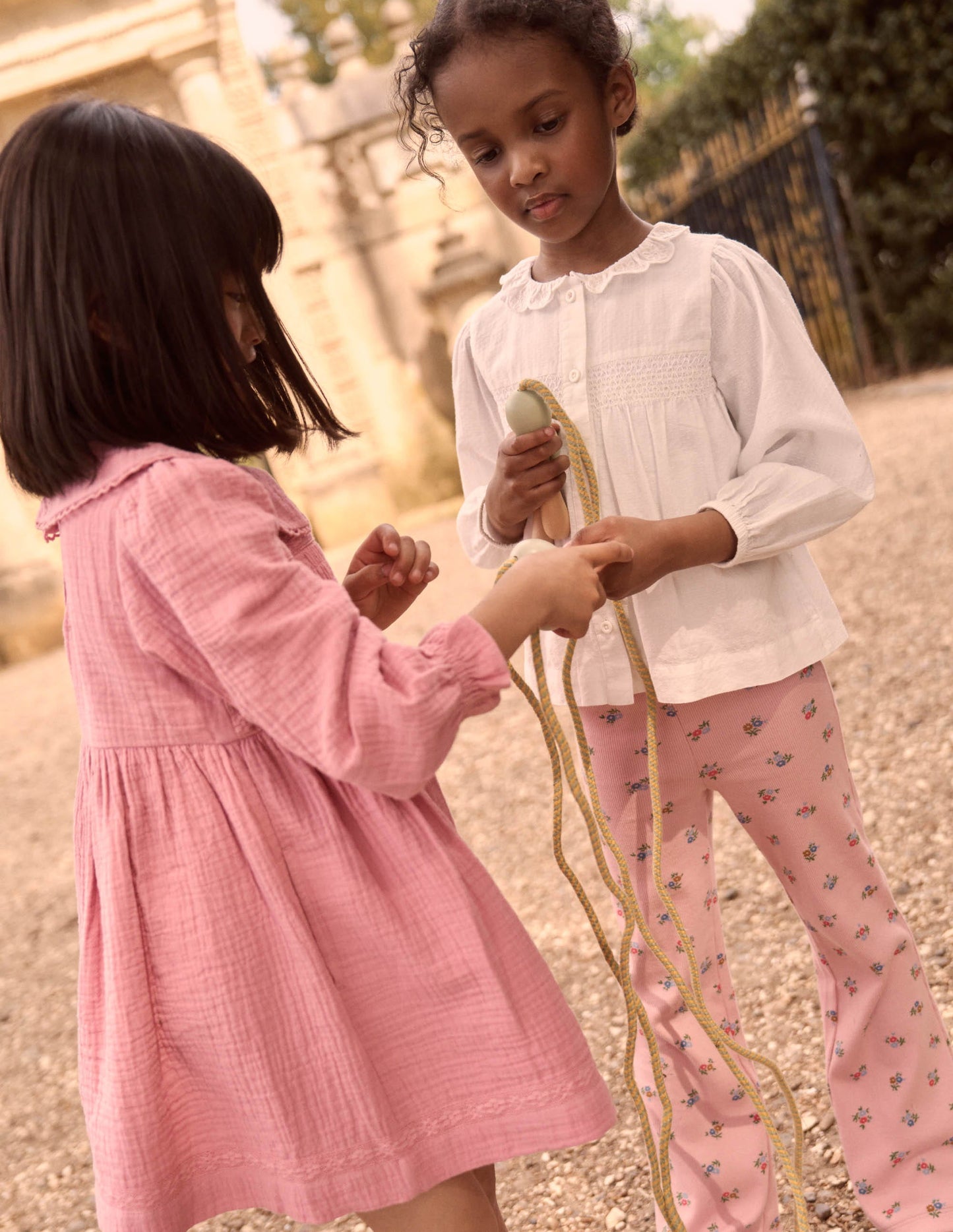 Ribbed Flare Leggings-Vintage Pink Spaced Ditsy