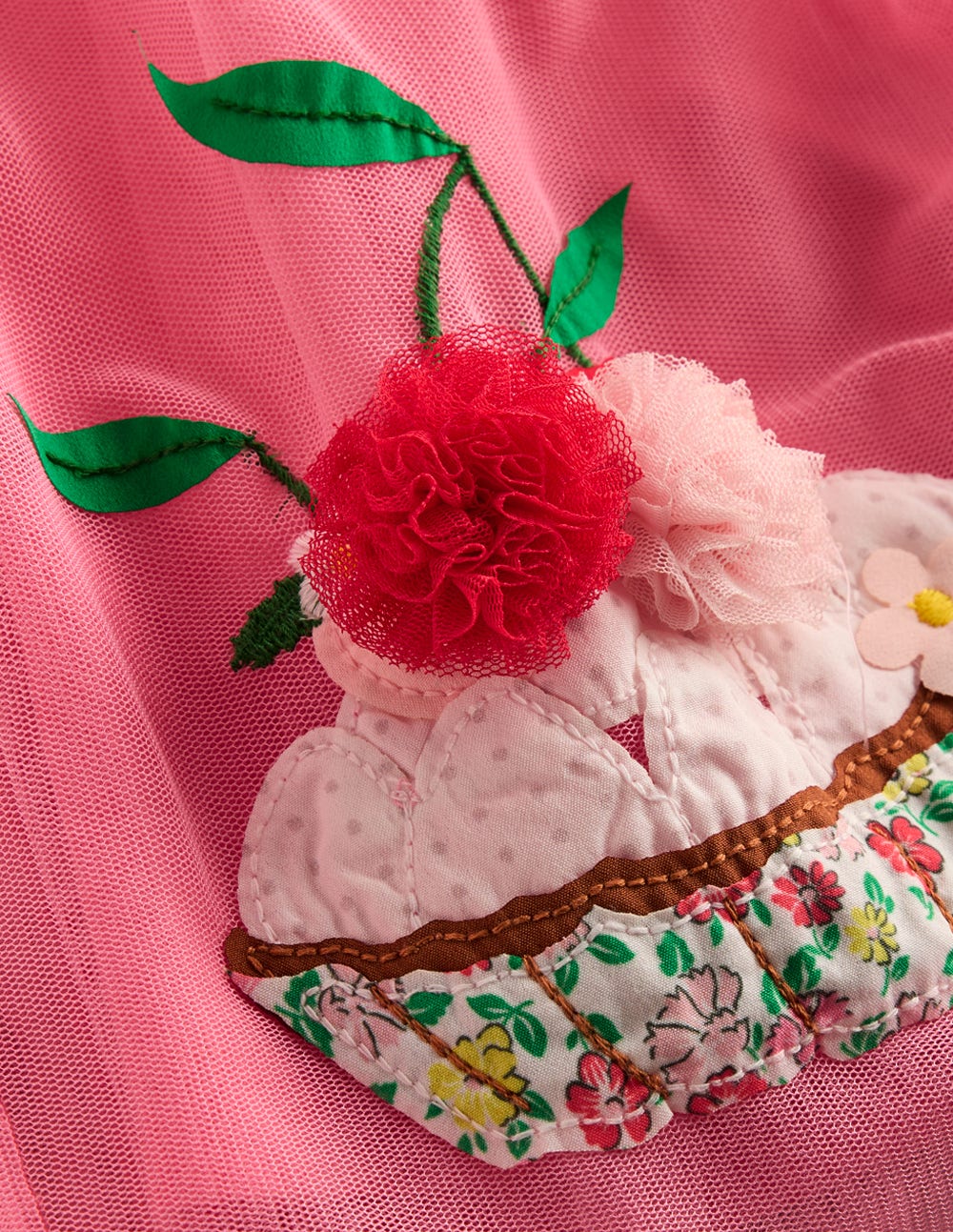 Ami Applique Tulle Dress-Salmon Pink Desserts