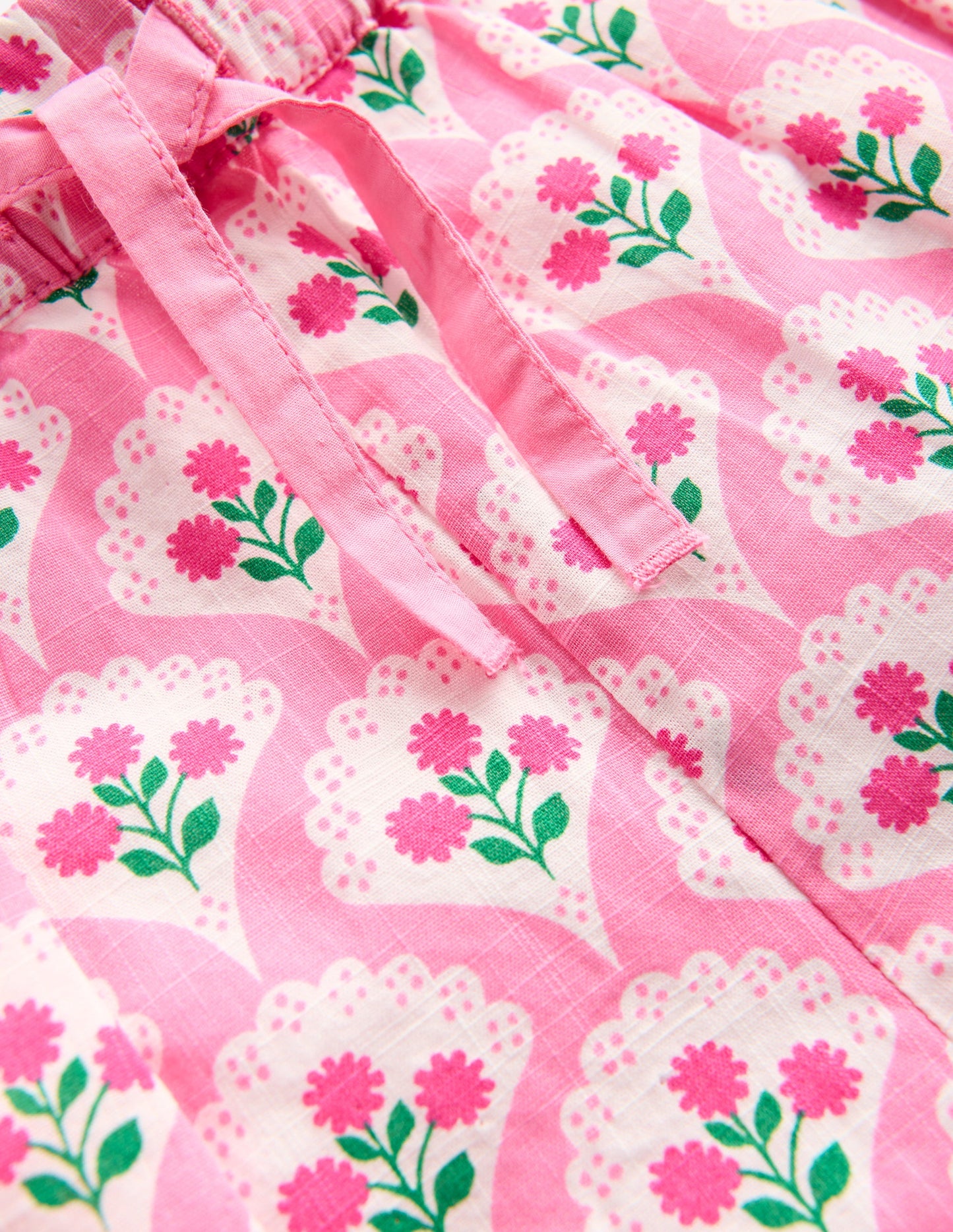 Juniper Woven Frill Shorts-Pink Rose Woodblock Floral