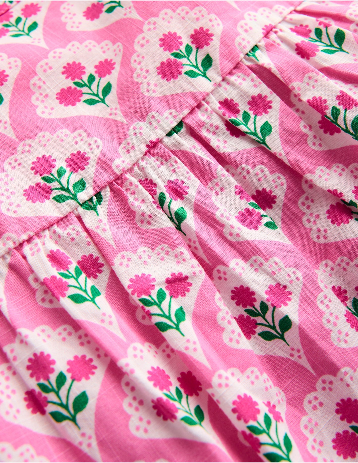 Frill Sleeve Woven Top-Pink Rose Woodblock Floral