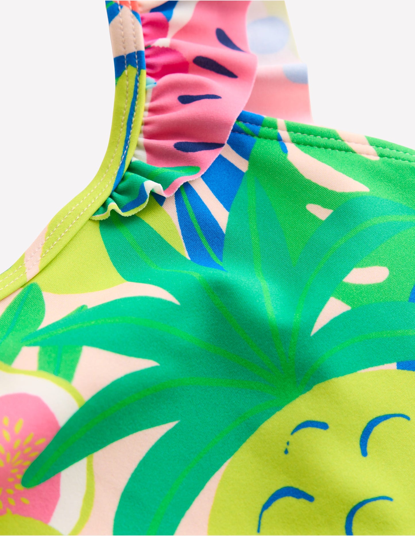 Hallie Frill Strap Swimsuit-Multi Tropical Fruit