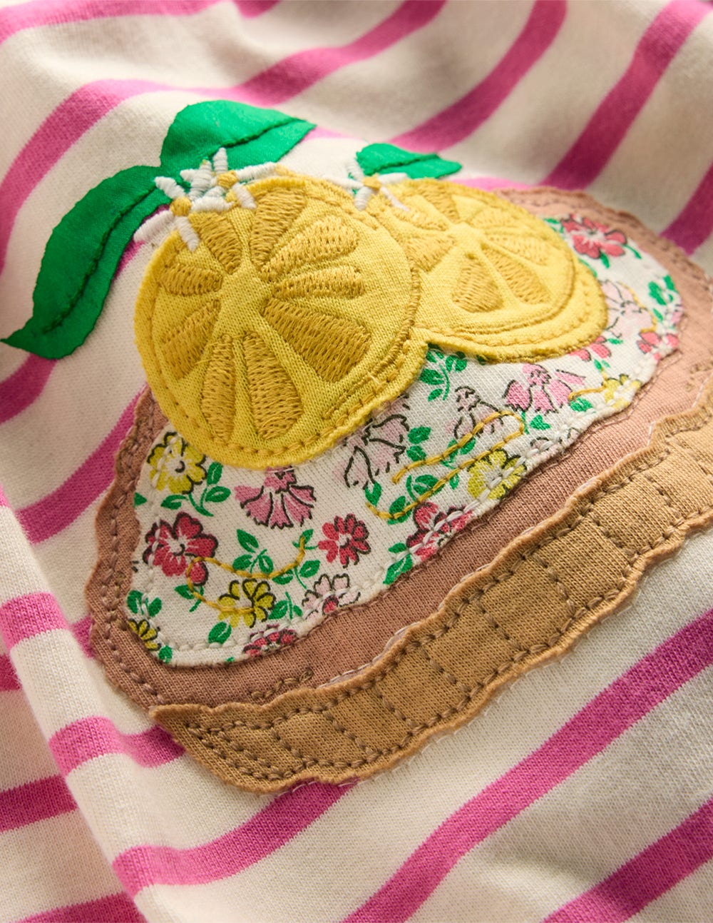 Flutter Sleeve Appliqué Dress-Pink Stripe Cakes