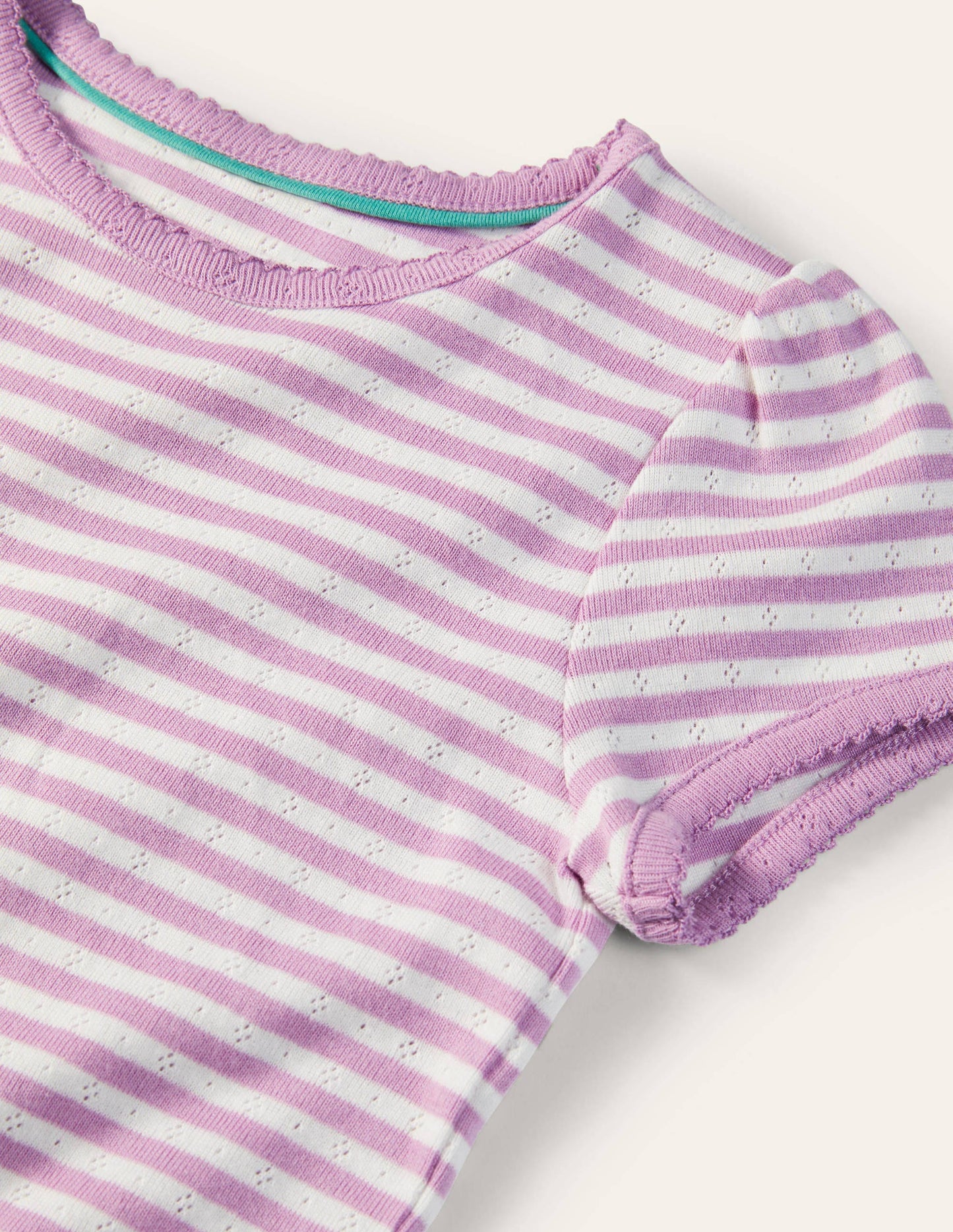 Short Sleeve Pointelle Top-Sugared Lilac