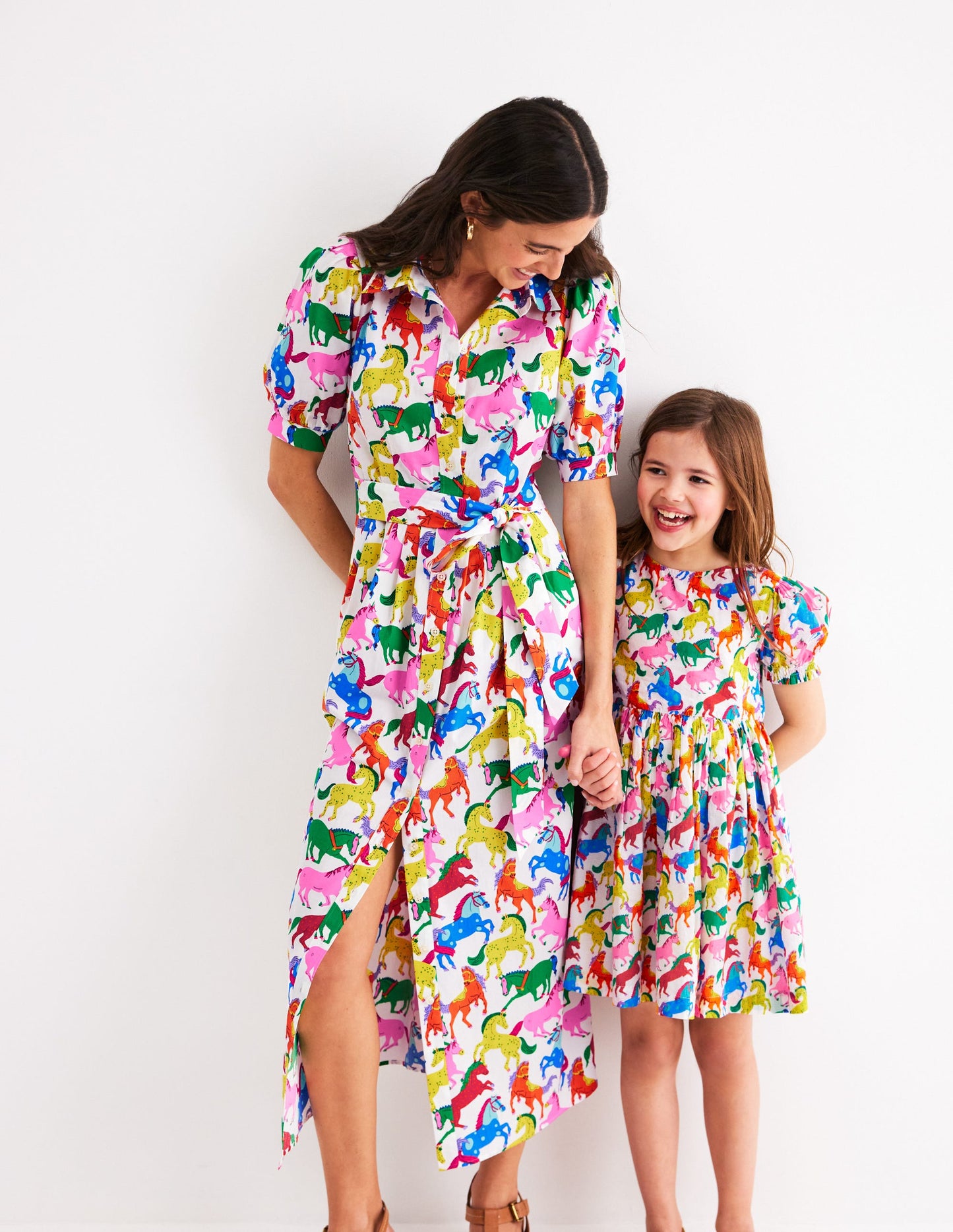 Madeline Woven Dress-Multi Rainbow Horse