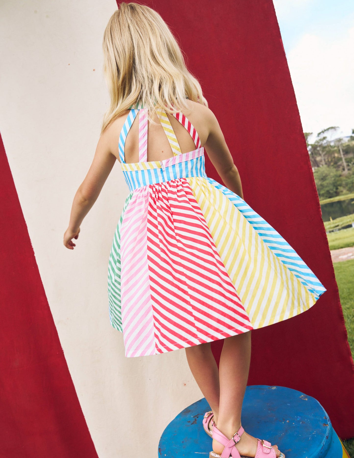 Harlow Back Detail Dress-Hotchpotch Multi Stripe