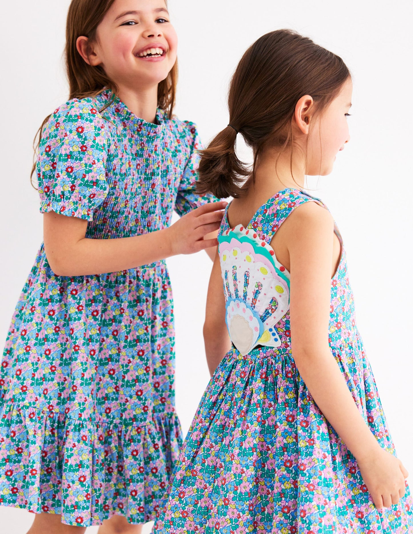 Zadie Applique Back Dress-Multi Flowerbed Shell