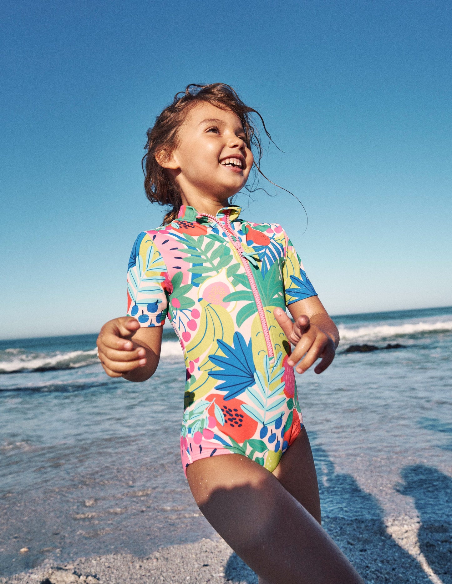 Short Sleeve Swimsuit-Multi Tropical Fruit