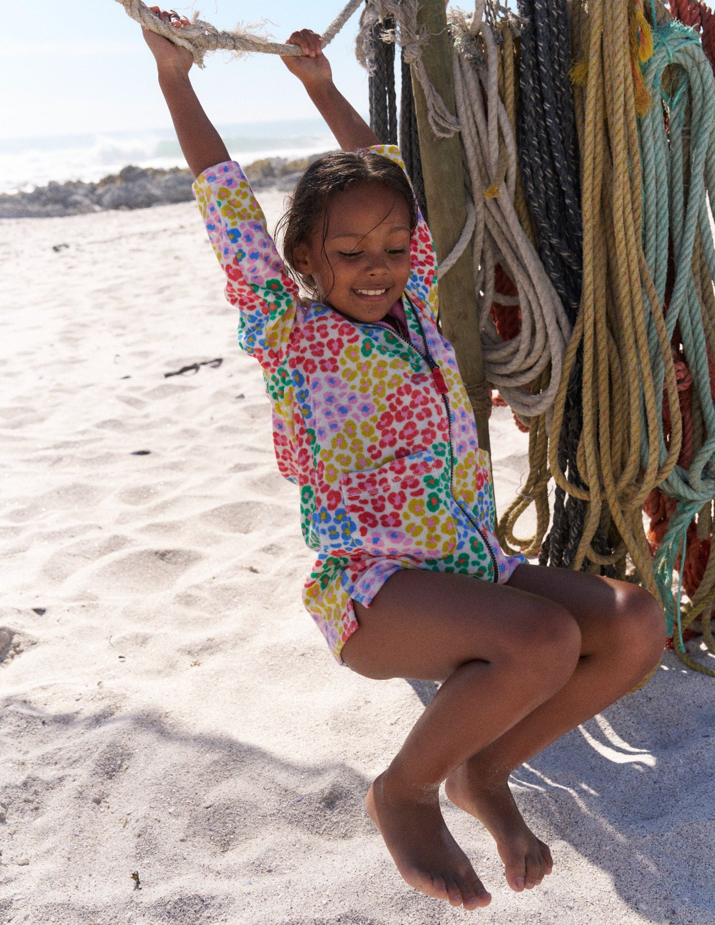 Romie Towelling Zip Throw-On-Multi Rainbow Leopard