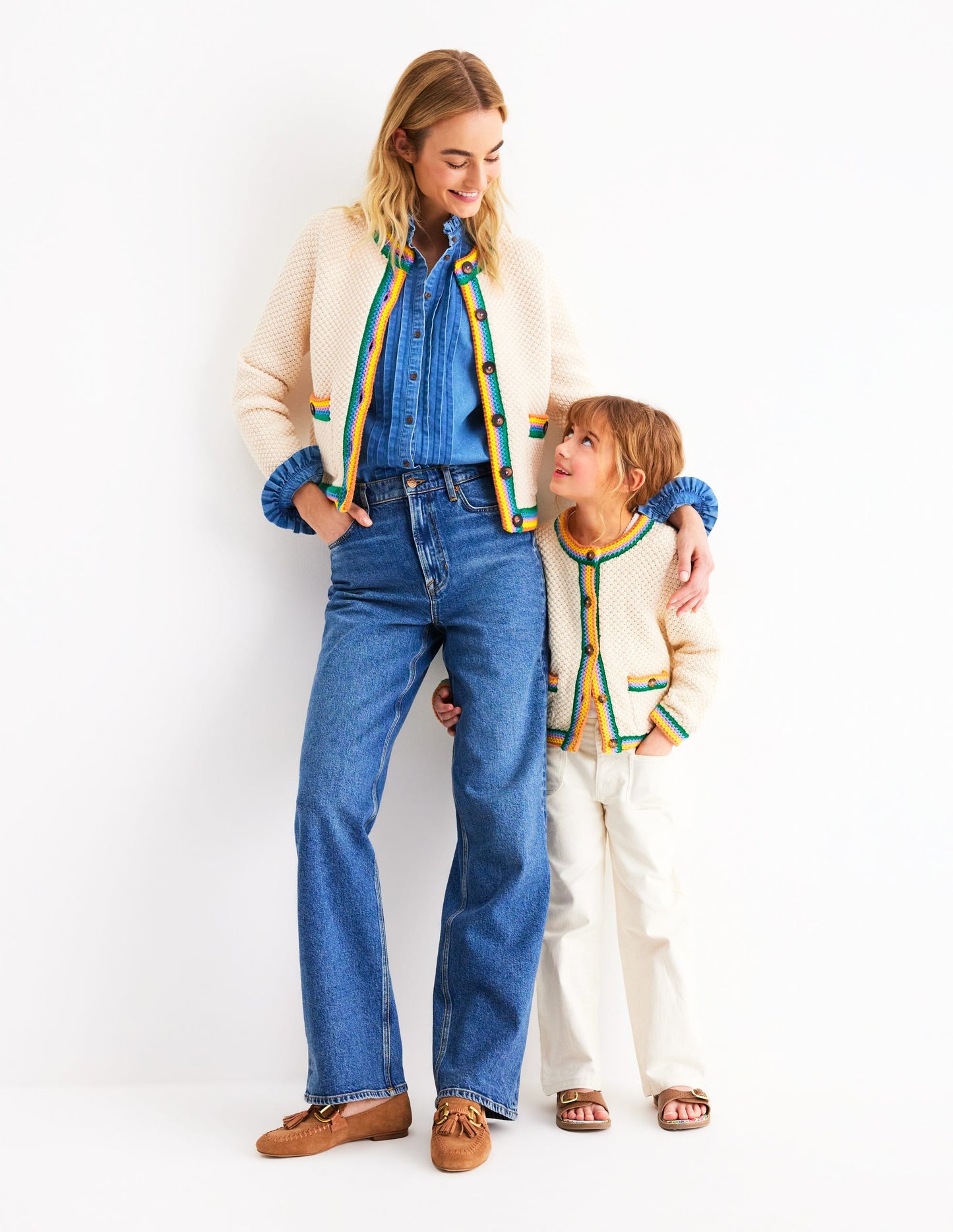 Libby Cotton Knitted Jacket-Ivory Rainbow