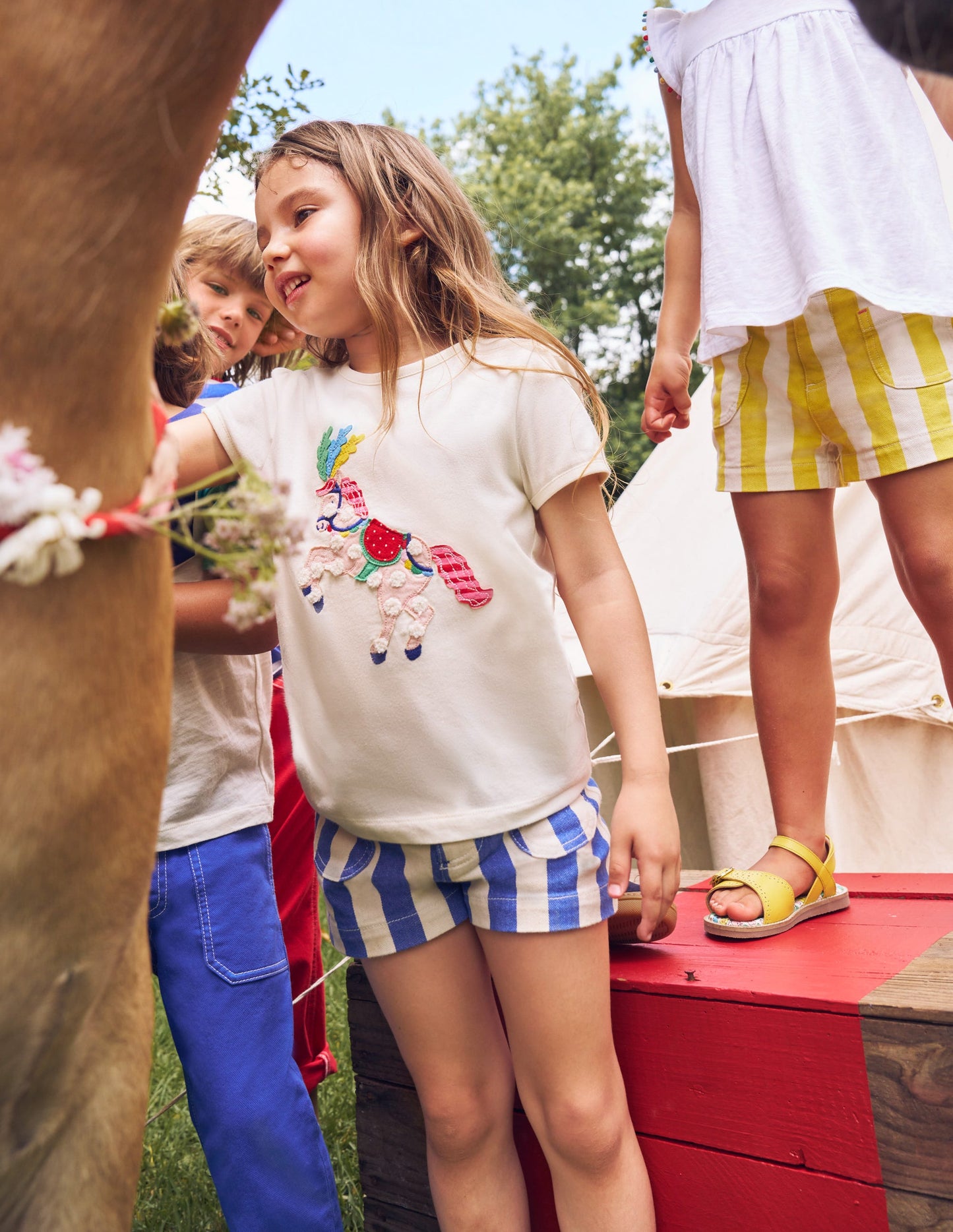 Patch Pocket Shorts-Orion Blue/ Ivory