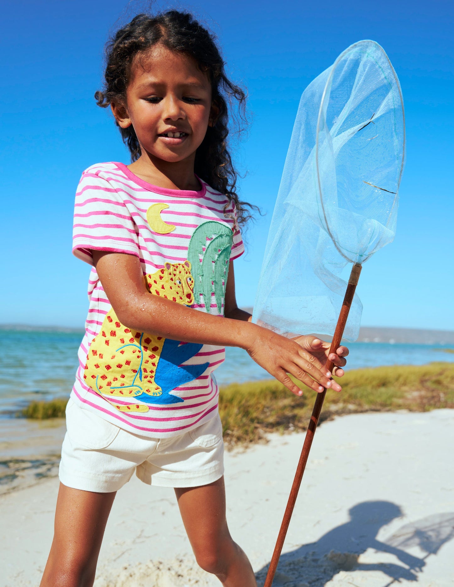 Short Sleeve Appliqué T-shirt-Rose Petal Pink Cheetah