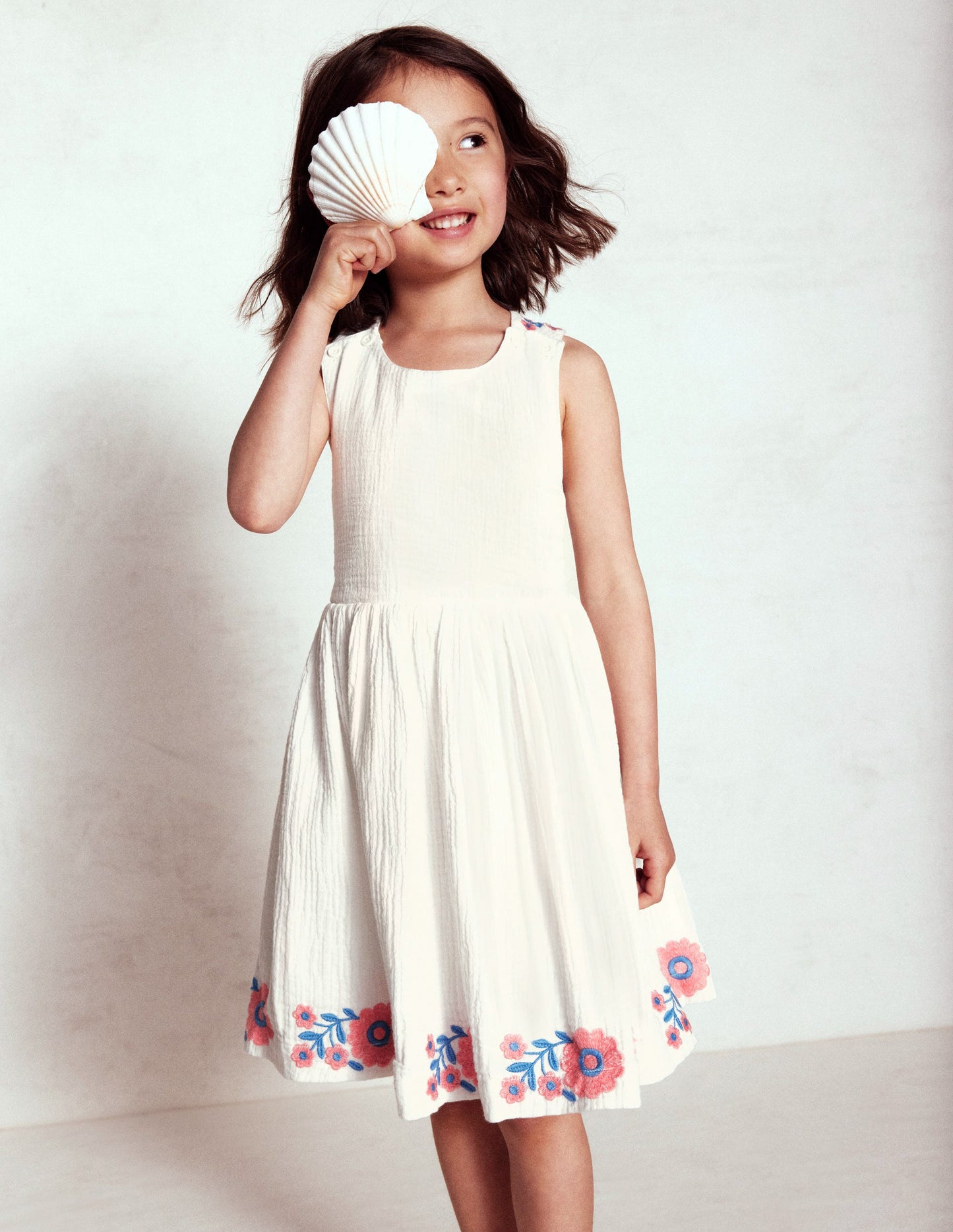 Harper Cross-Back Dress-White Embroidered