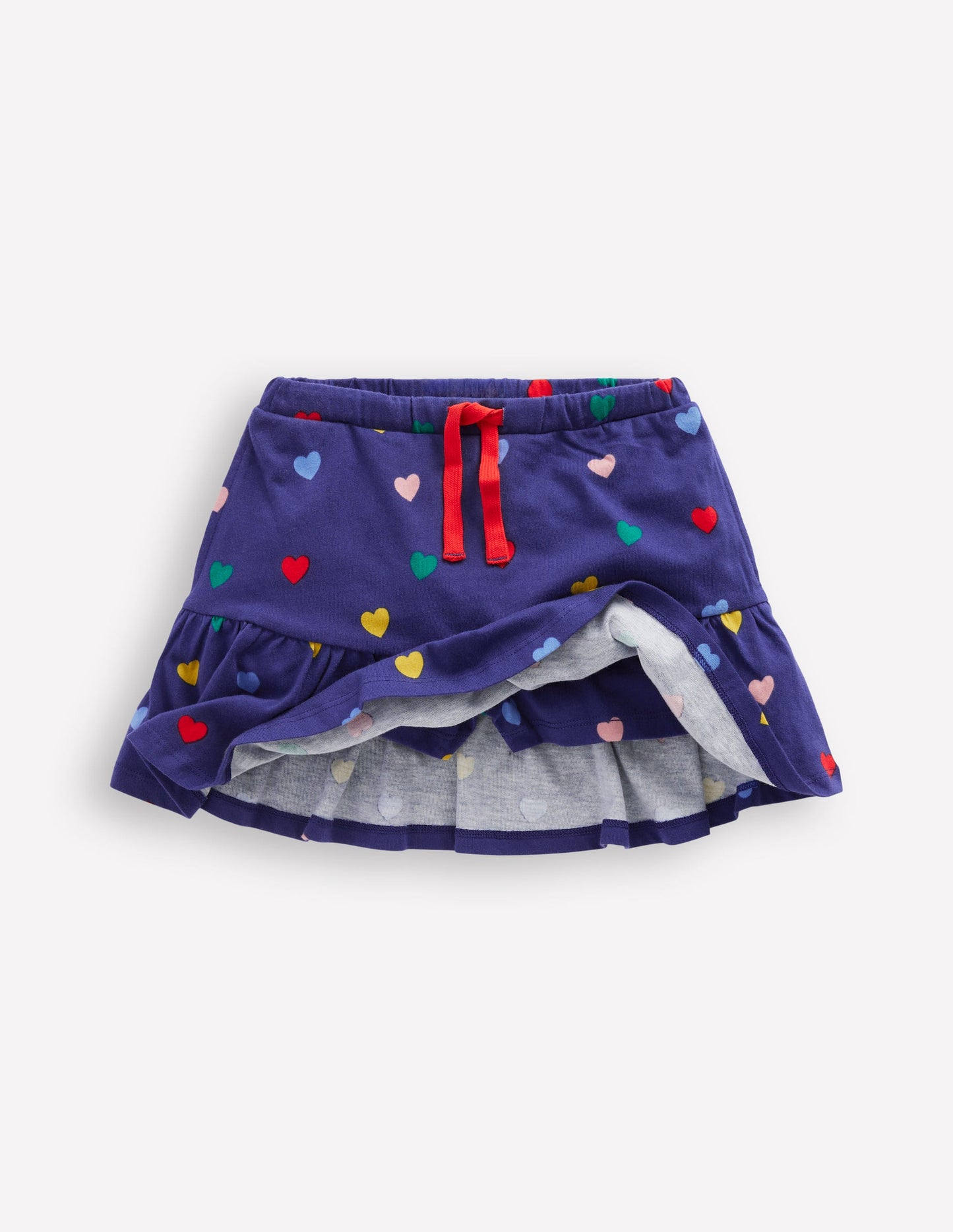 Tiered Jersey Skort-Starboard Blue Multi Hearts