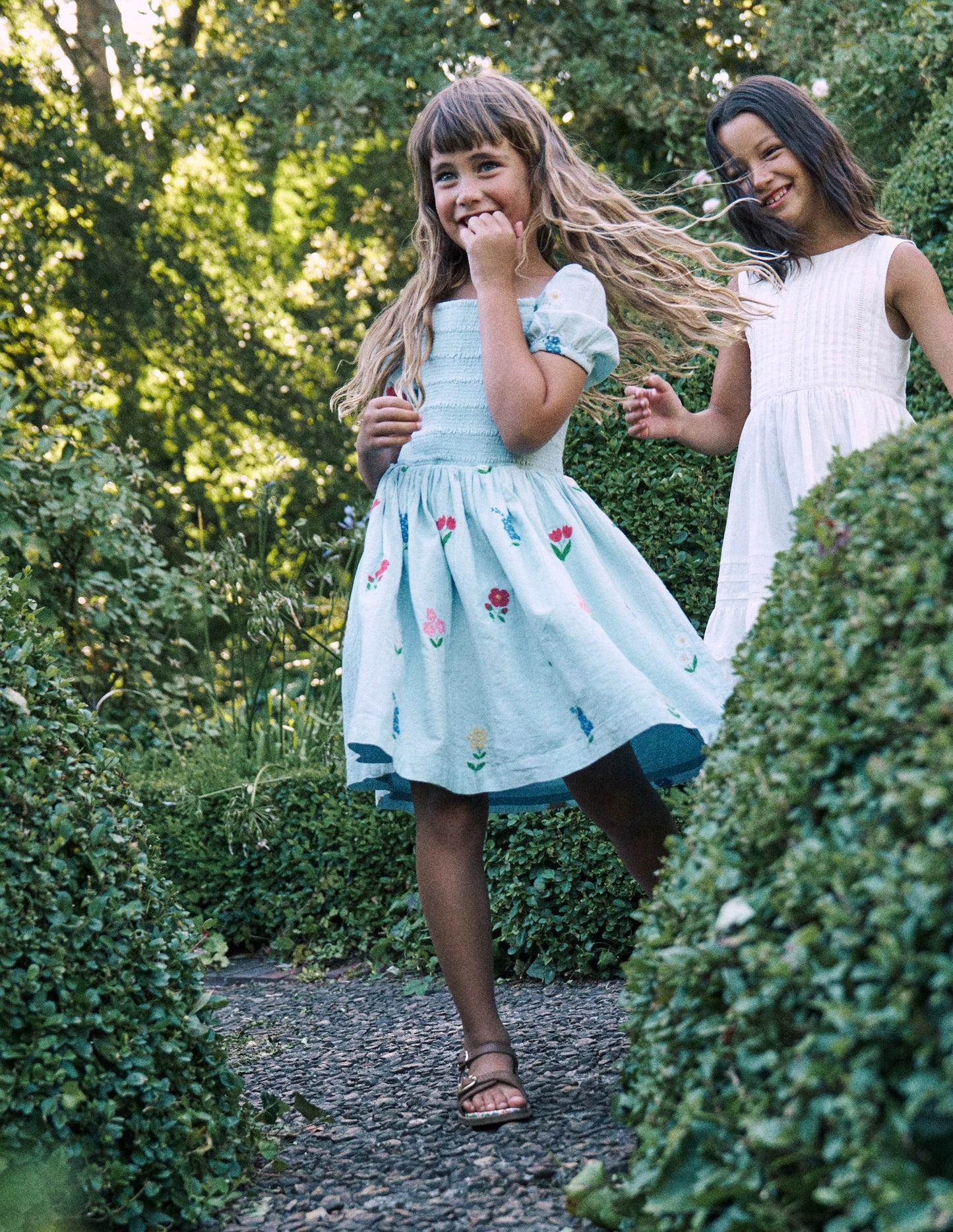 Gwendolyn Cotton Linen Dress-Multi Cross Stitch Flower