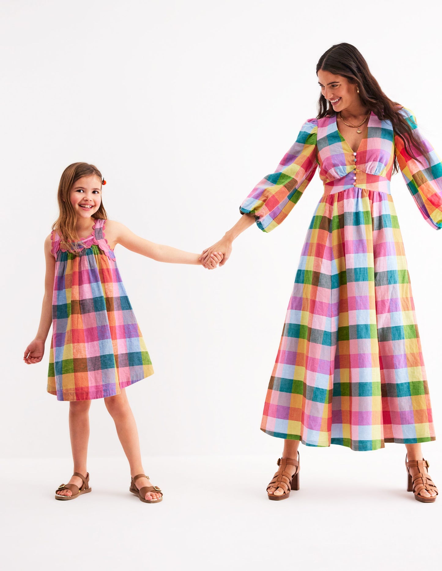 Maribel Strappy Swing Sundress-Multigingham Check